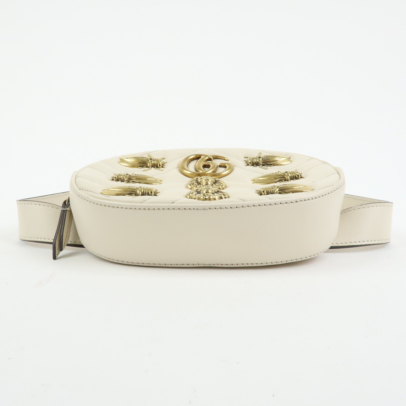 GUCCI GG Marmont Leather Waist Bag Lion Cicada Ivory 476434
