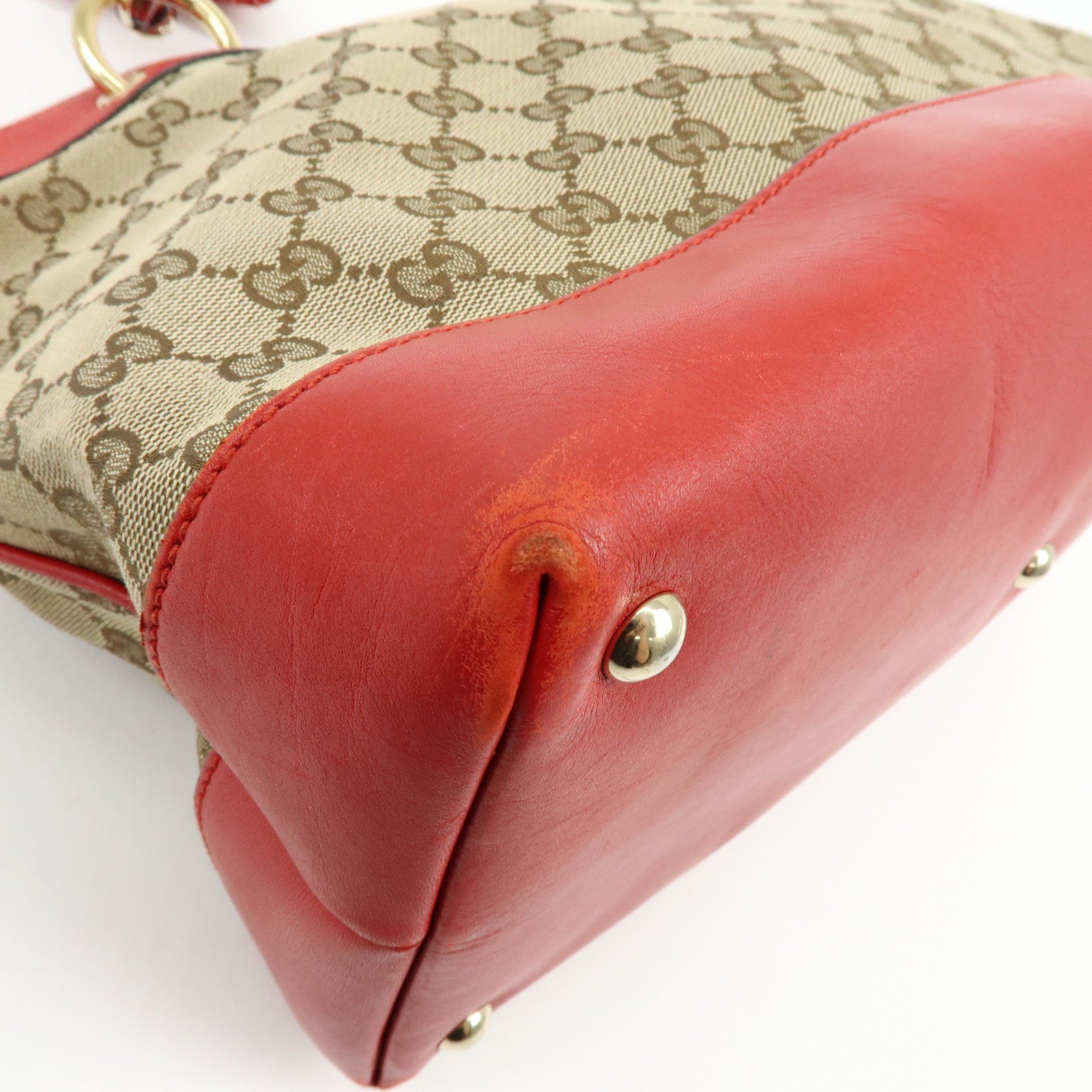 GUCCI GG Canvas Leather Shoulder Bag Valentine Limited 309122