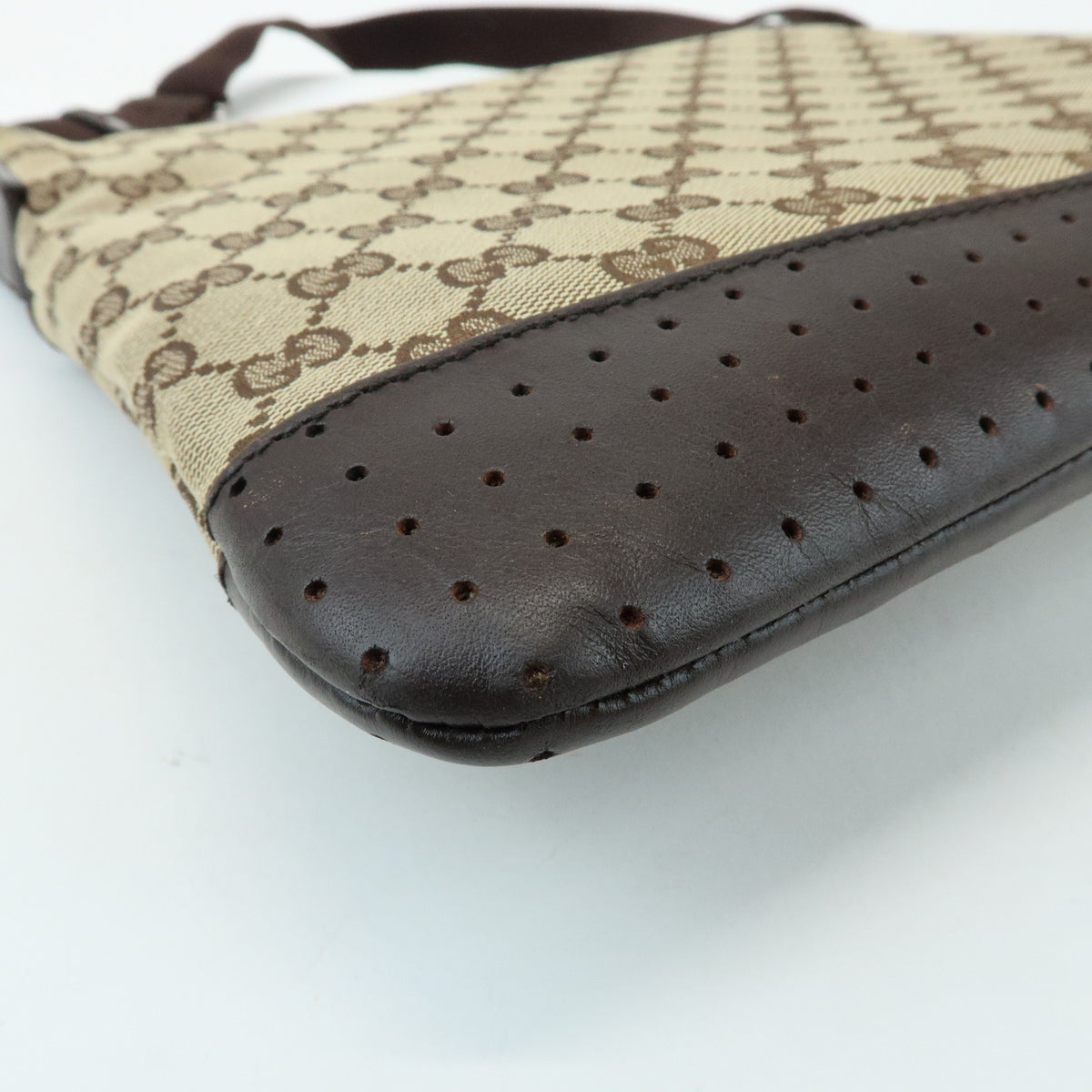 GUCCI GG Canvas Leather Shoulder Bag Crossbody Bag Beige Brown 145857