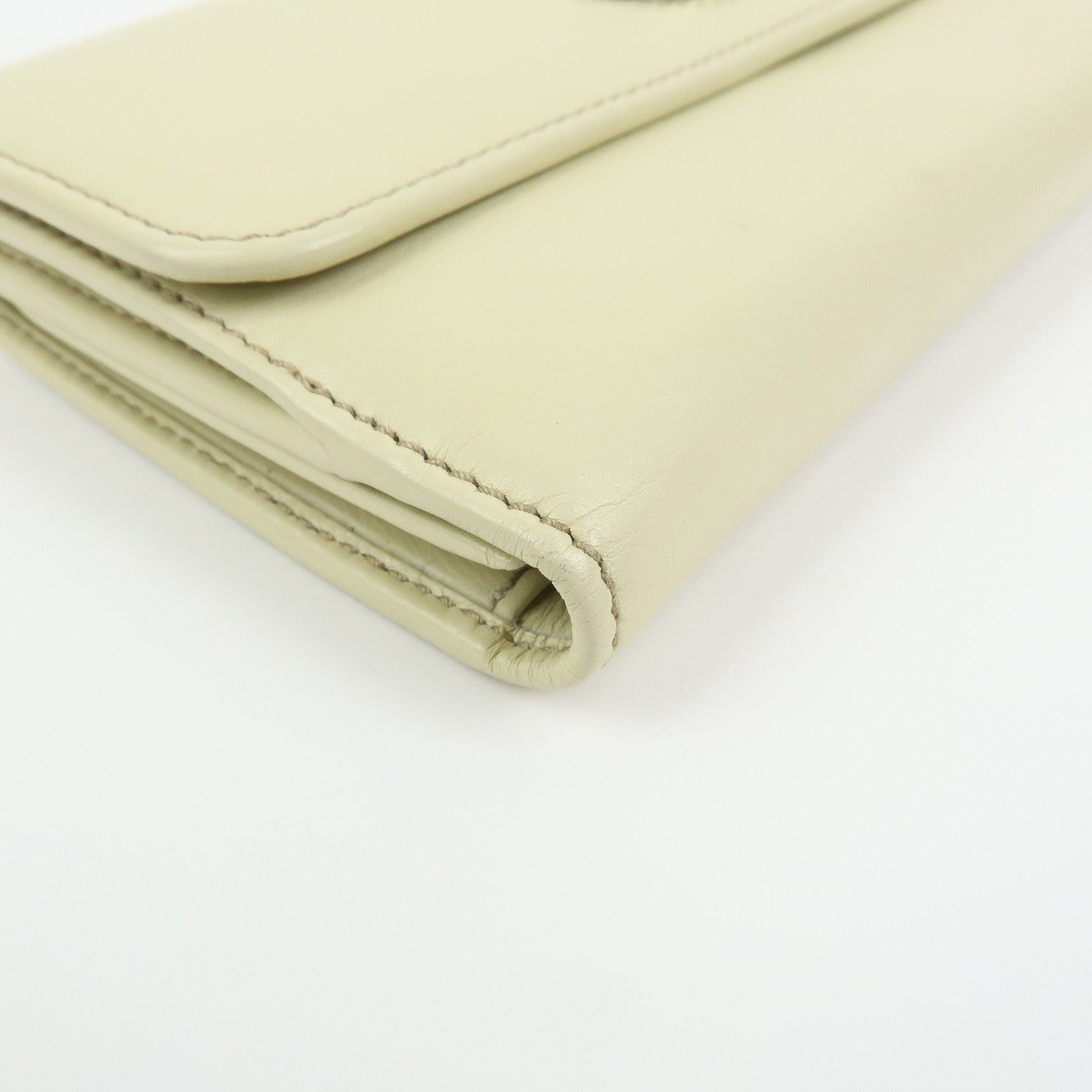 GUCCI Interlocking G Leather W Hook Long Wallet Ivory 162360