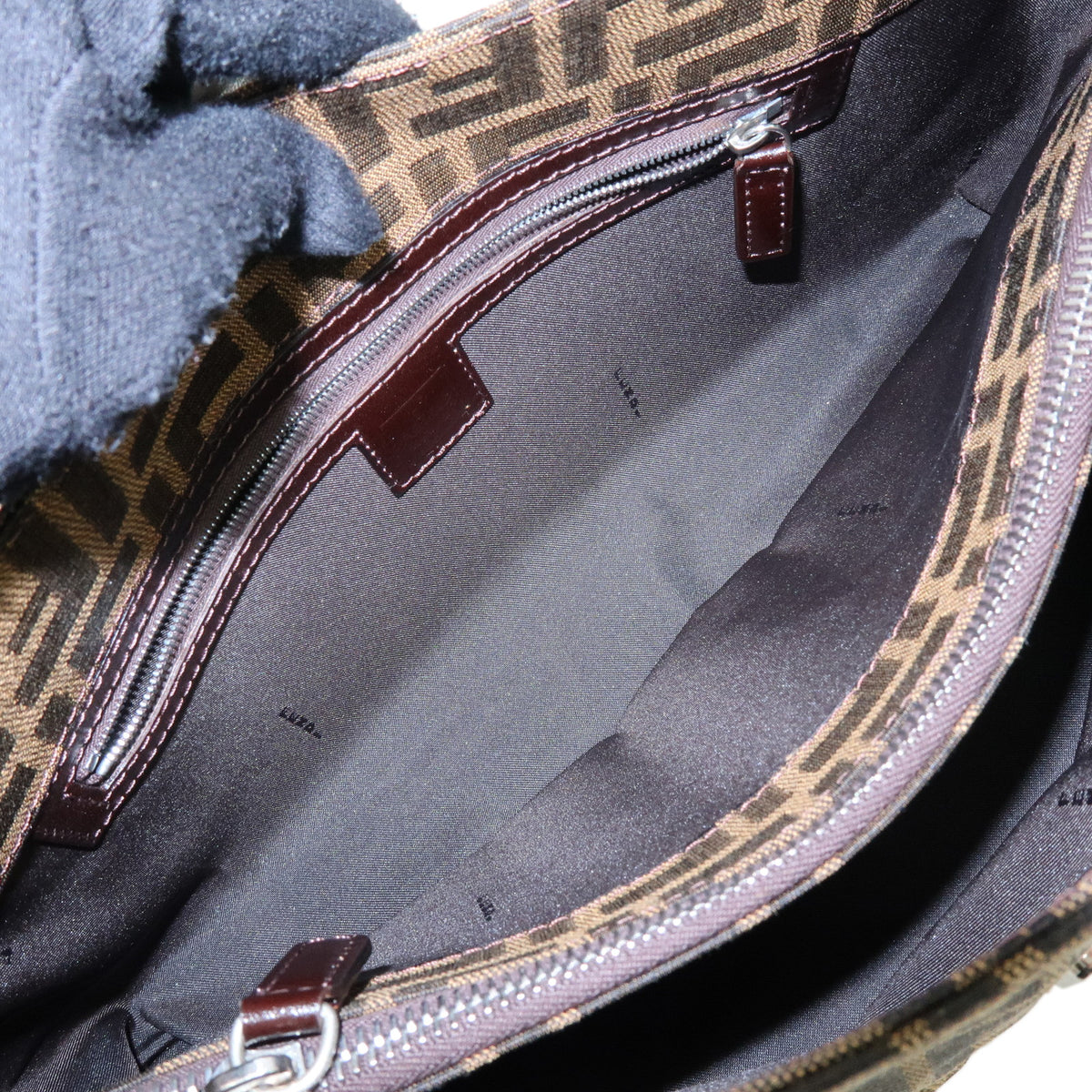 FENDI Zucca Canvas Leather Shoulder Bag Hand Bag Brown 0916115