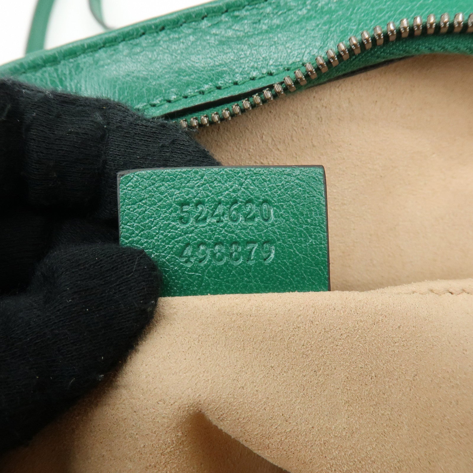 GUCCI Animalier Double G Small Cat Head Shoulder Bag Green 524620