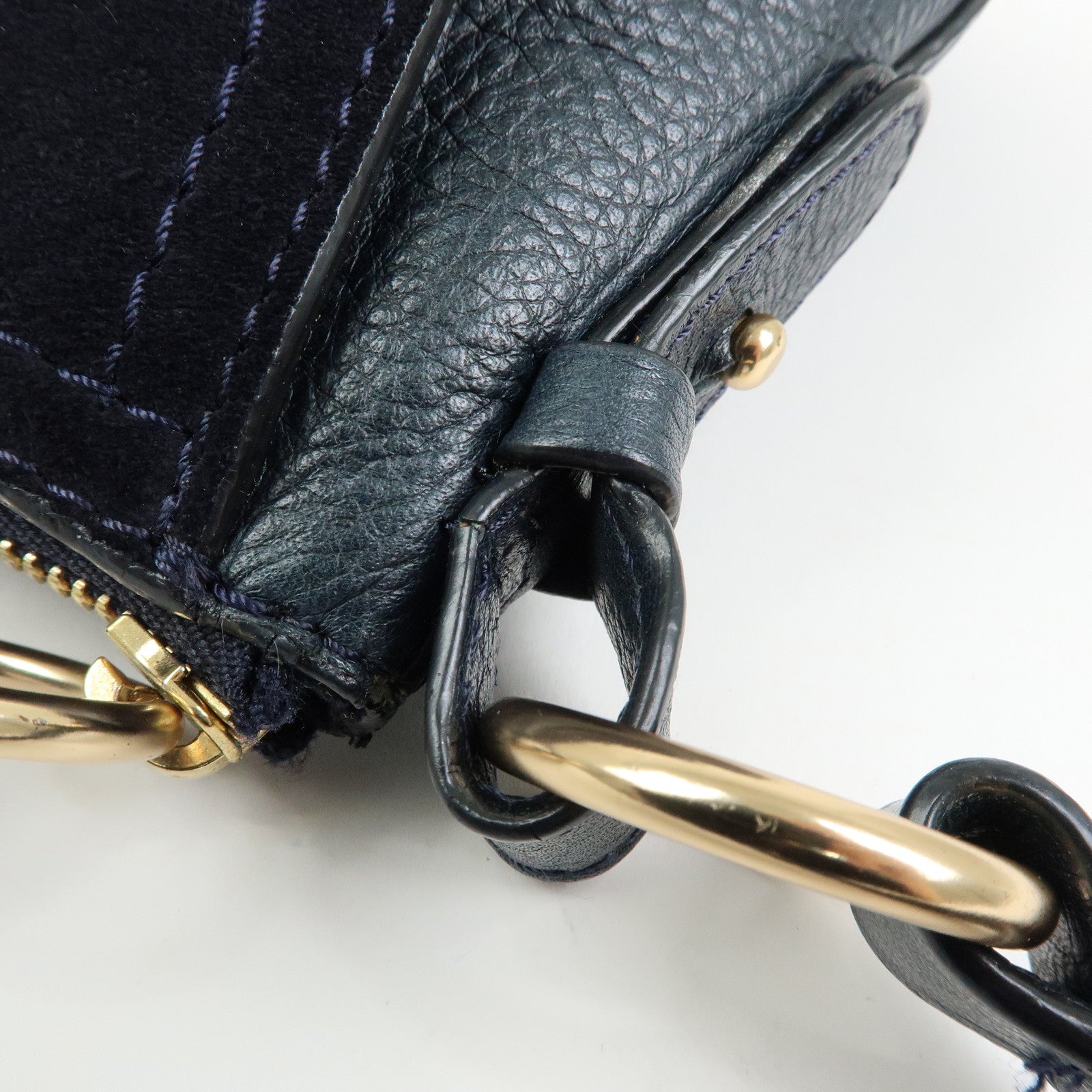Chloe See by Chloe Joan Leather Suede 2Way Shoulder Bag Dark Navy