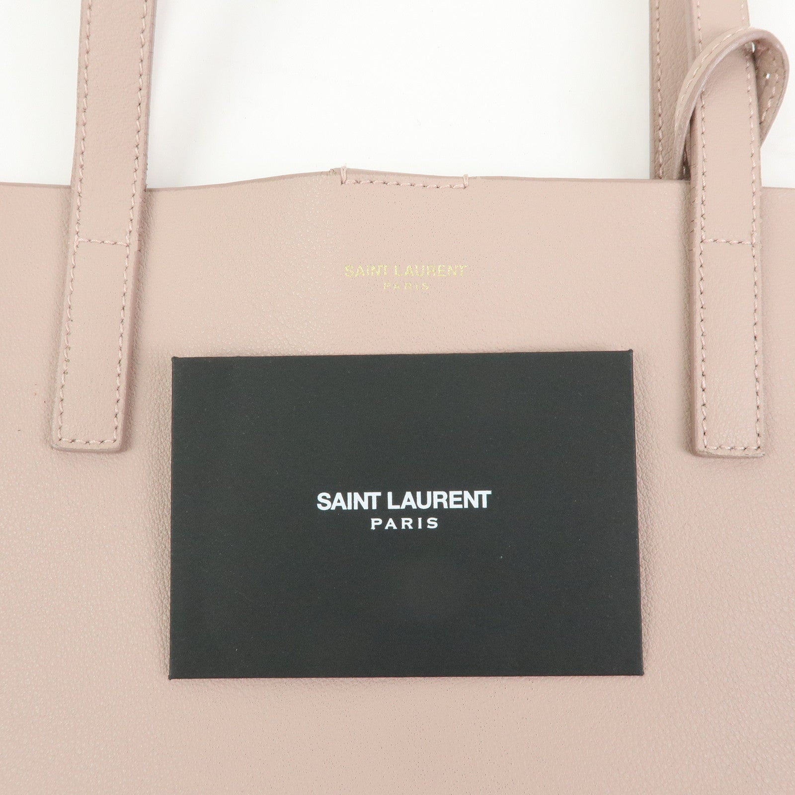 SAINT LAURENT PARIS Casandra Leather Tote Bag Shoulder Bag Pink Beige