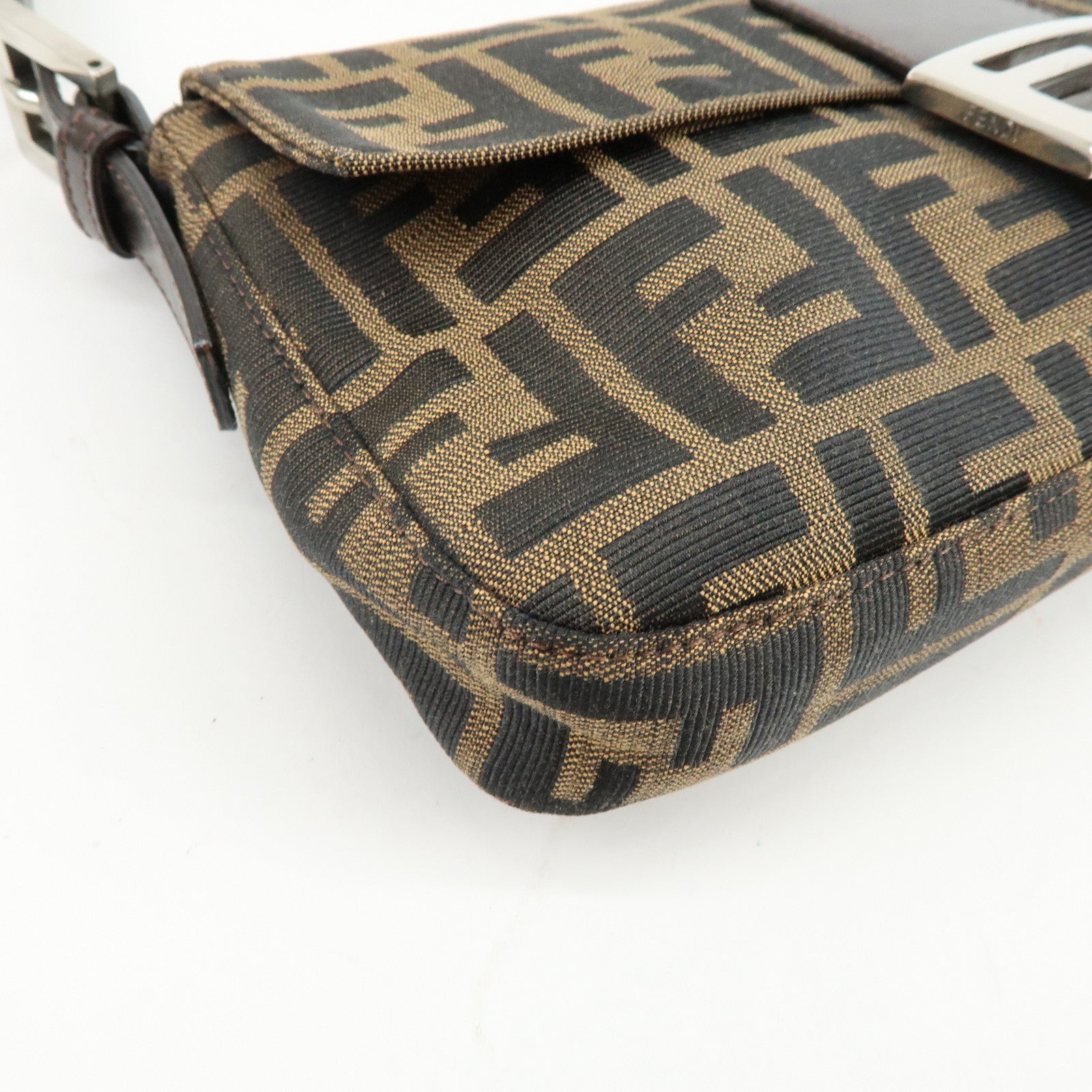 FENDI Mamma Baguette Zucca Canvas Leather Hand Bag Shoulder Bag 26424