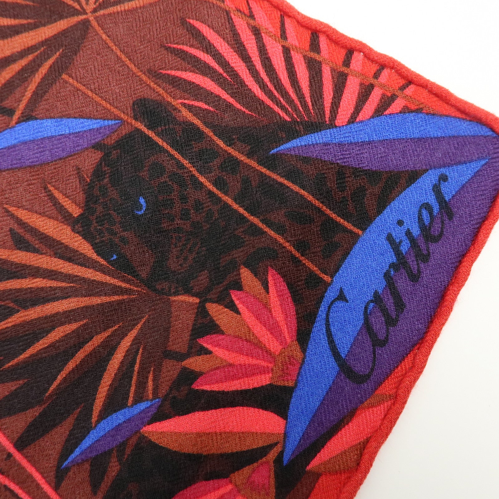 Cartier Cashmere Silk Scarf Stole Brown Purple Blue Black Coral