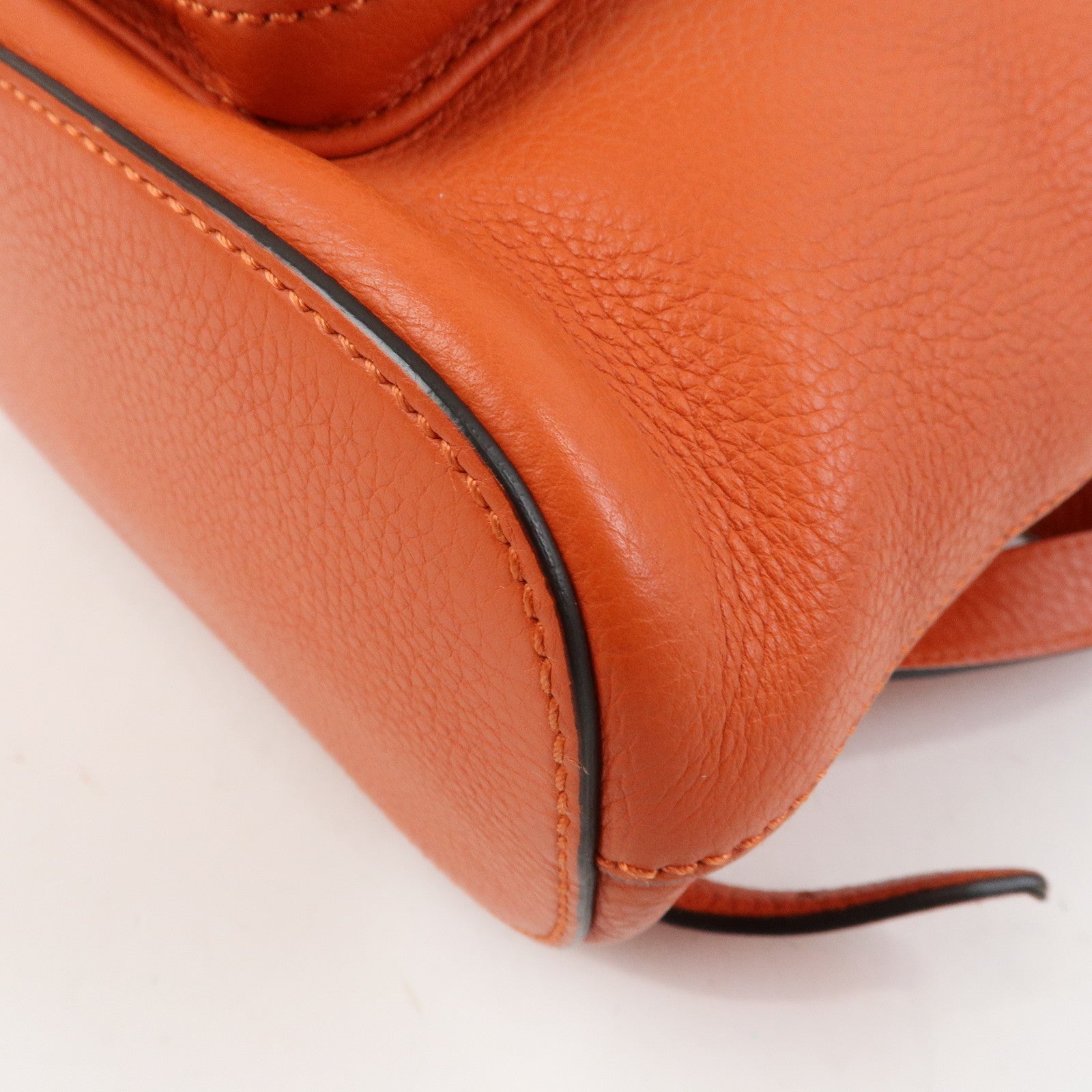 GUCCI Bamboo Leather Backpack Rucksack Tassel Strap Orange 387149