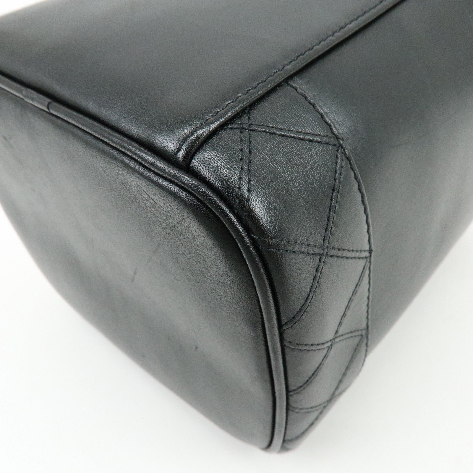 CHANEL Bicolore Lamb Skin Vanity Bag Hand Bag Black A01619