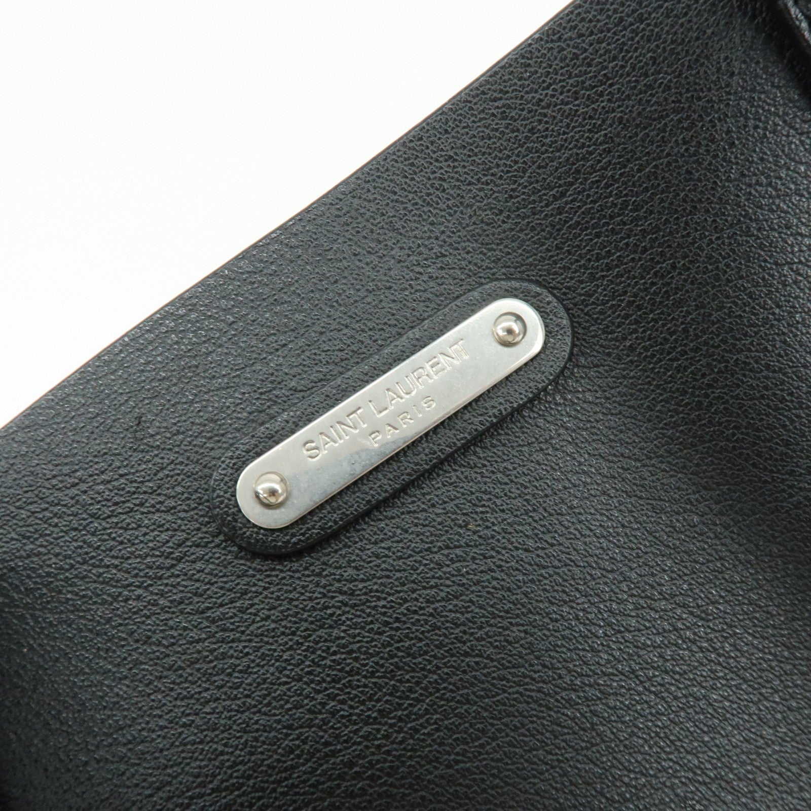 SAINT LAURENT Leather Sac Shopping Tote Bag Shoulder Bag Black 467946