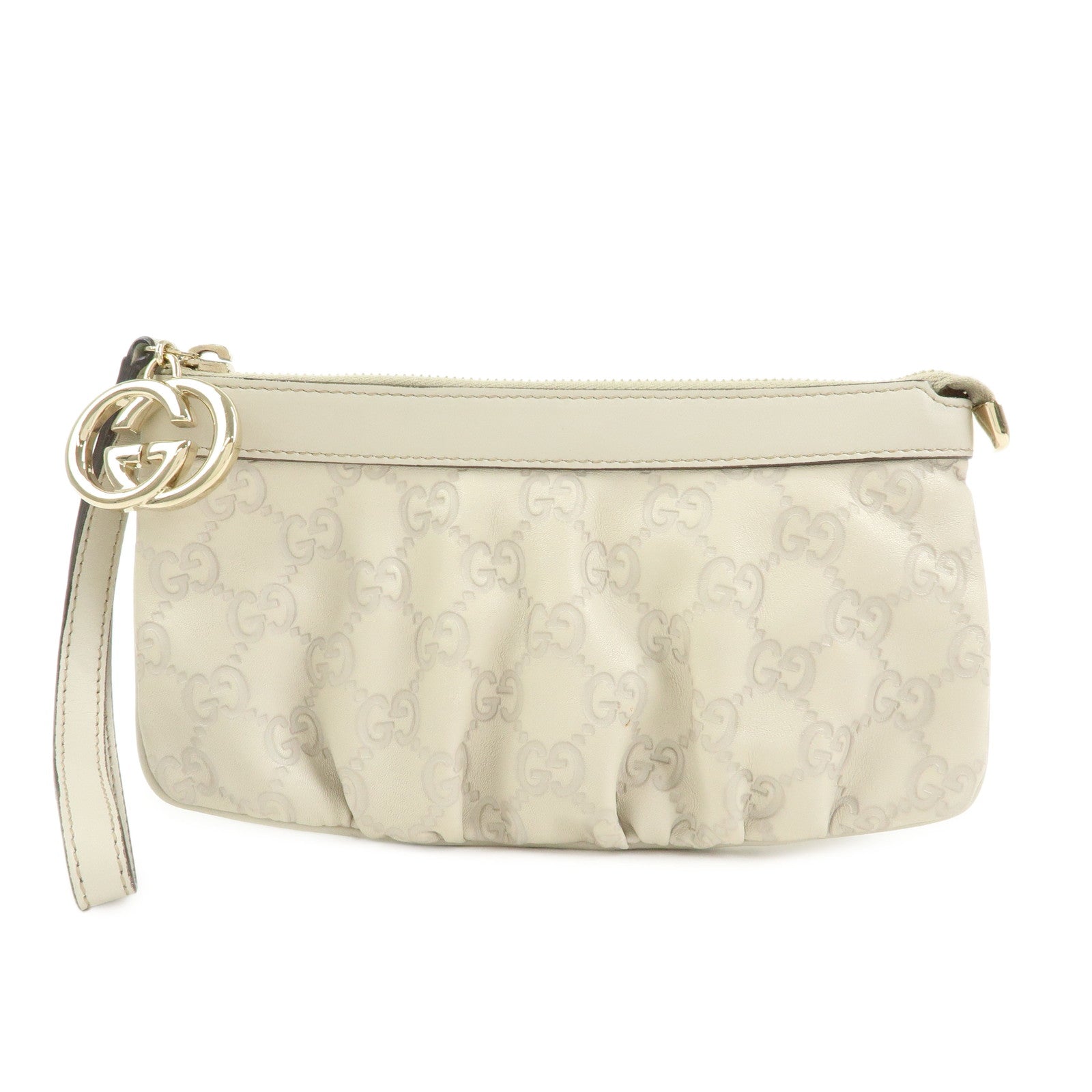 GUCCI Interlocking G Microguccissima Leather Pouch Ivory 212203