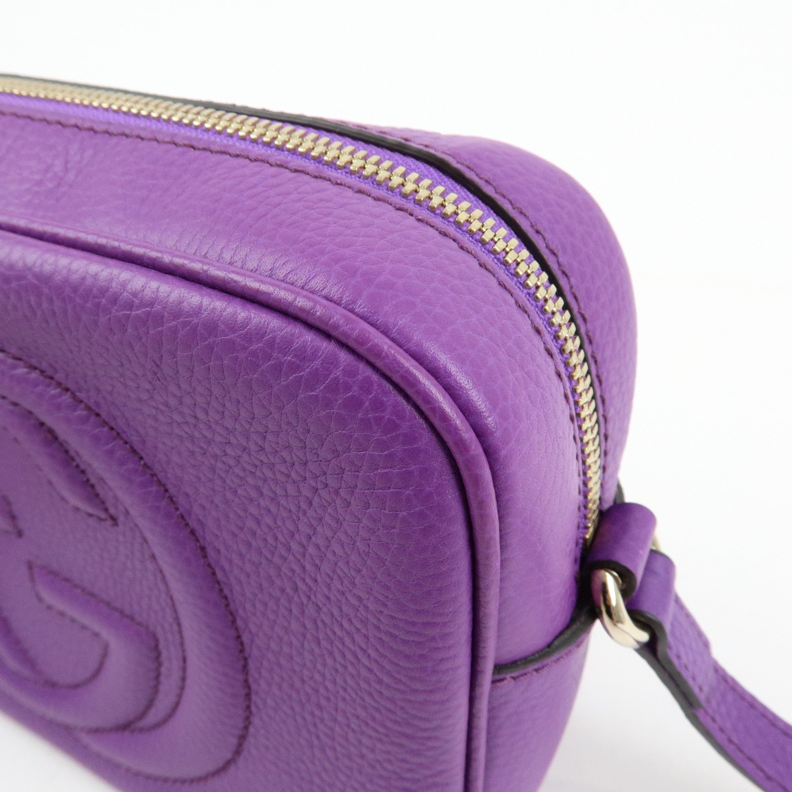 GUCCI SOHO Interlocking G Leahter Disco Bag Shoulder Bag Purple 308364