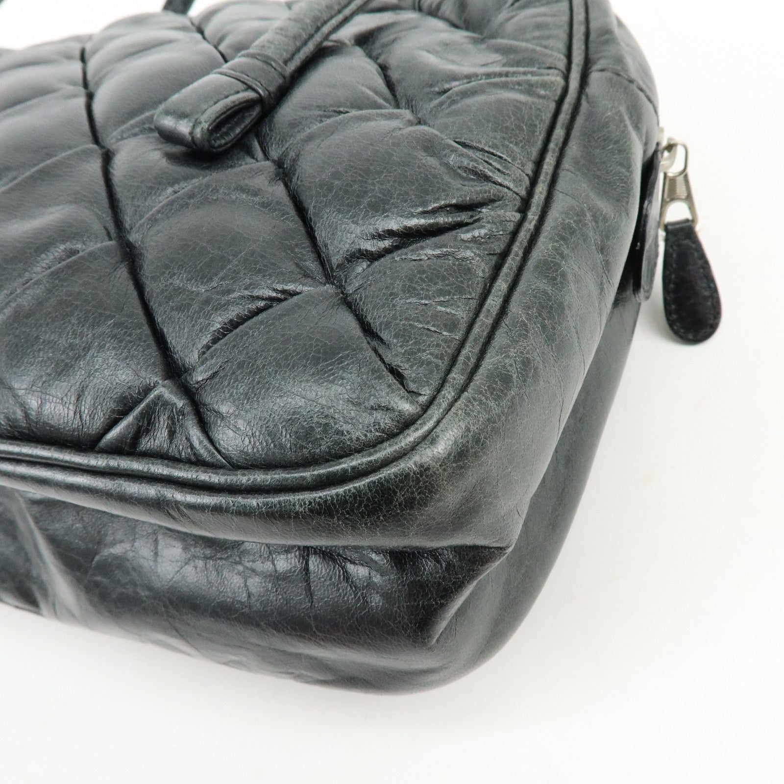 BALENCIAGA The Matelasse Leather Hand Bag Mini Boston Bag 182089