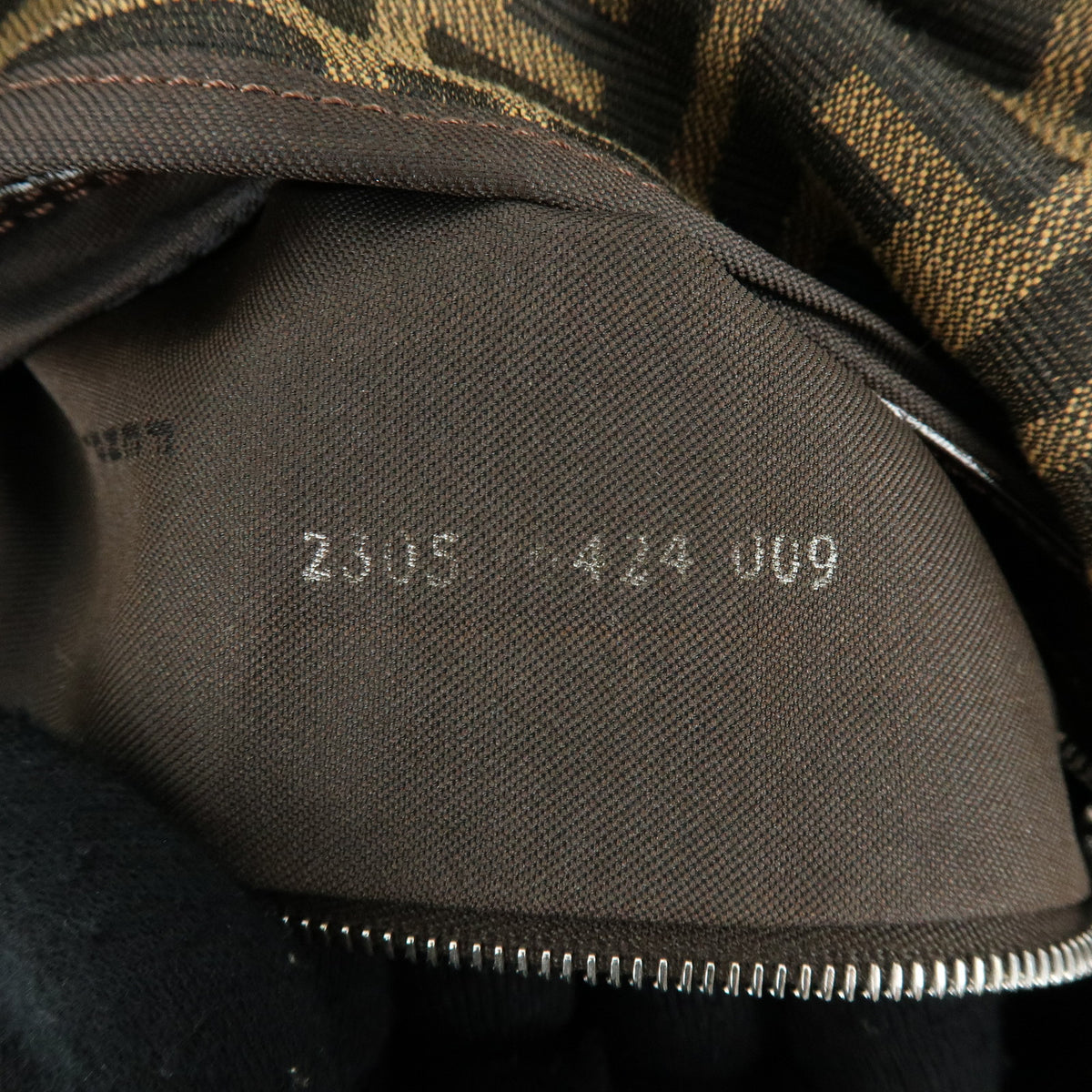 FENDI Mamma Baguette Zucca Canvas Leather Shoulder Bag Brown 26424