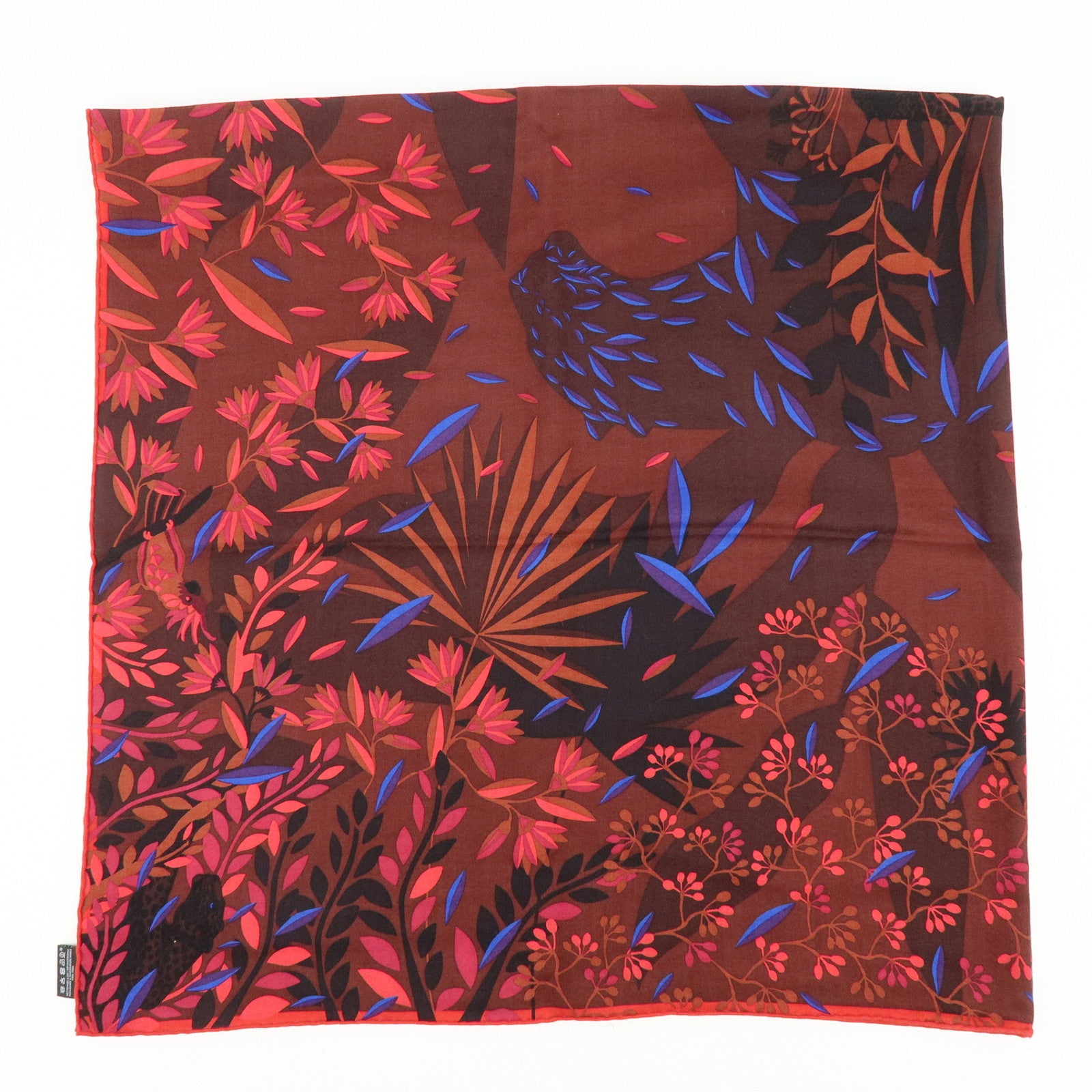 Cartier Cashmere Silk Scarf Stole Brown Purple Blue Black Coral