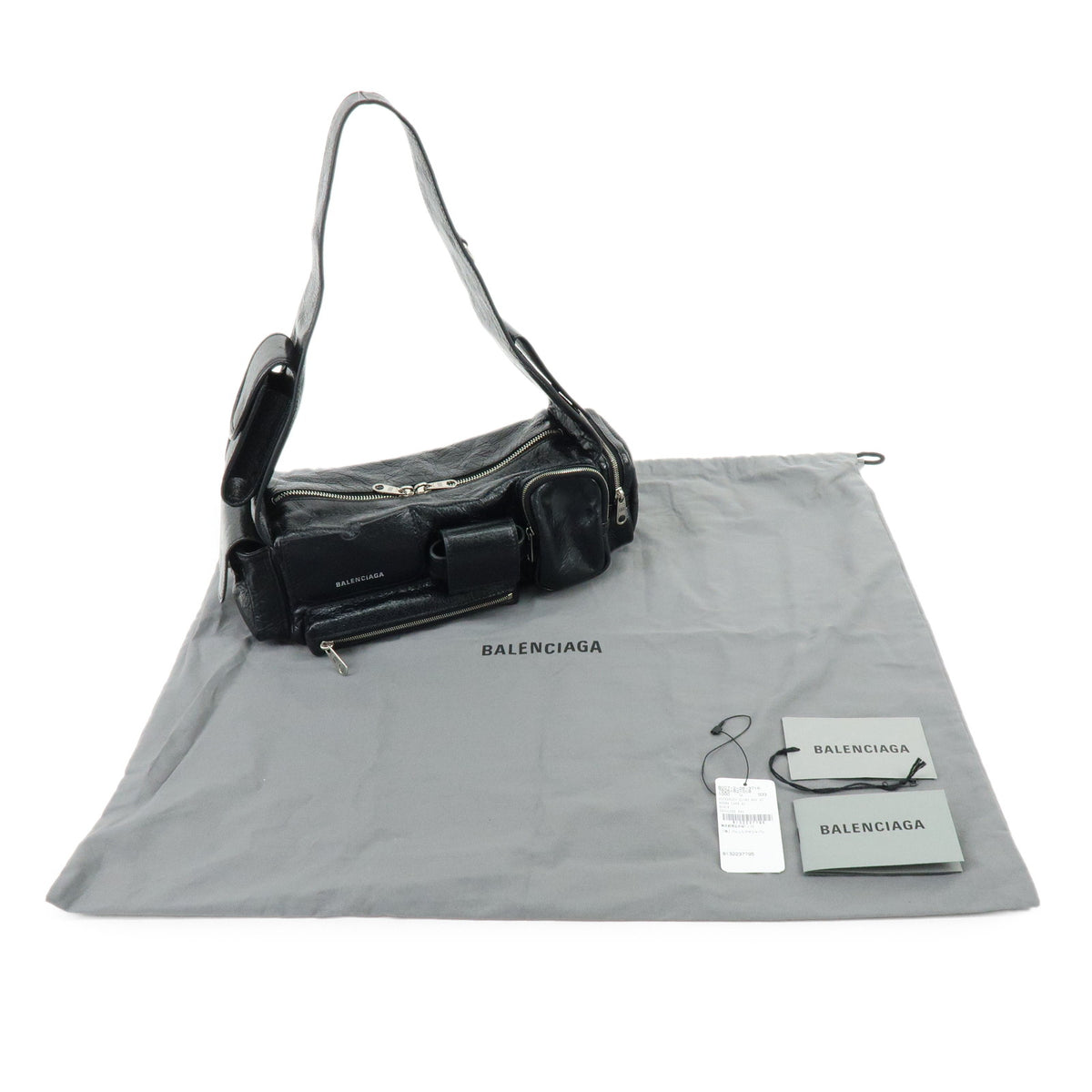 BALENCIAGA Superbusy XS Leather Sling Bag Shoulder Bag Black 762516