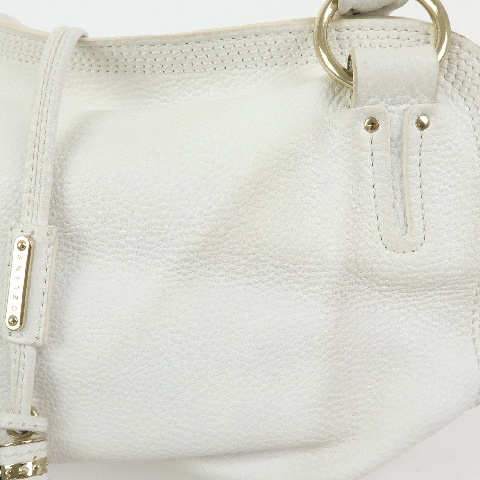 Celine Bittersweet Leather Shoulder Bag Hand Bag Hobo Bag White
