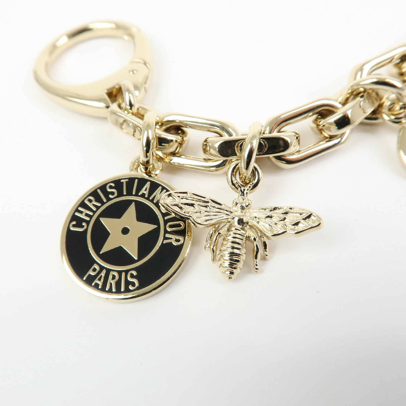 Christian Dior Logo S30 Montaigne Bee Star Metal Bag Charm Gold