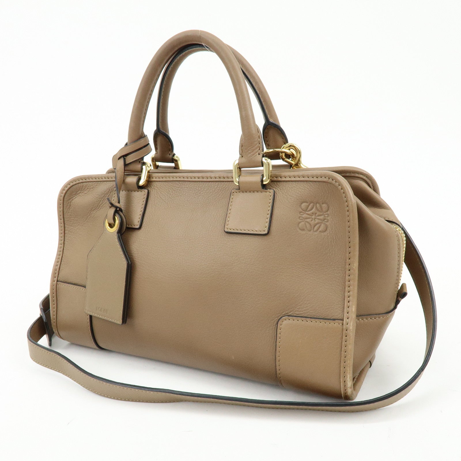 LOEWE Amazona 28 Leather 2Way Bag  Hand Bag Shoulder Bag Mocha