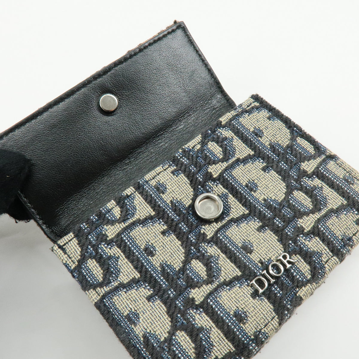 Christian Dior Oblique Jacquard Canvas Leather Tri-fold Compact Wallet