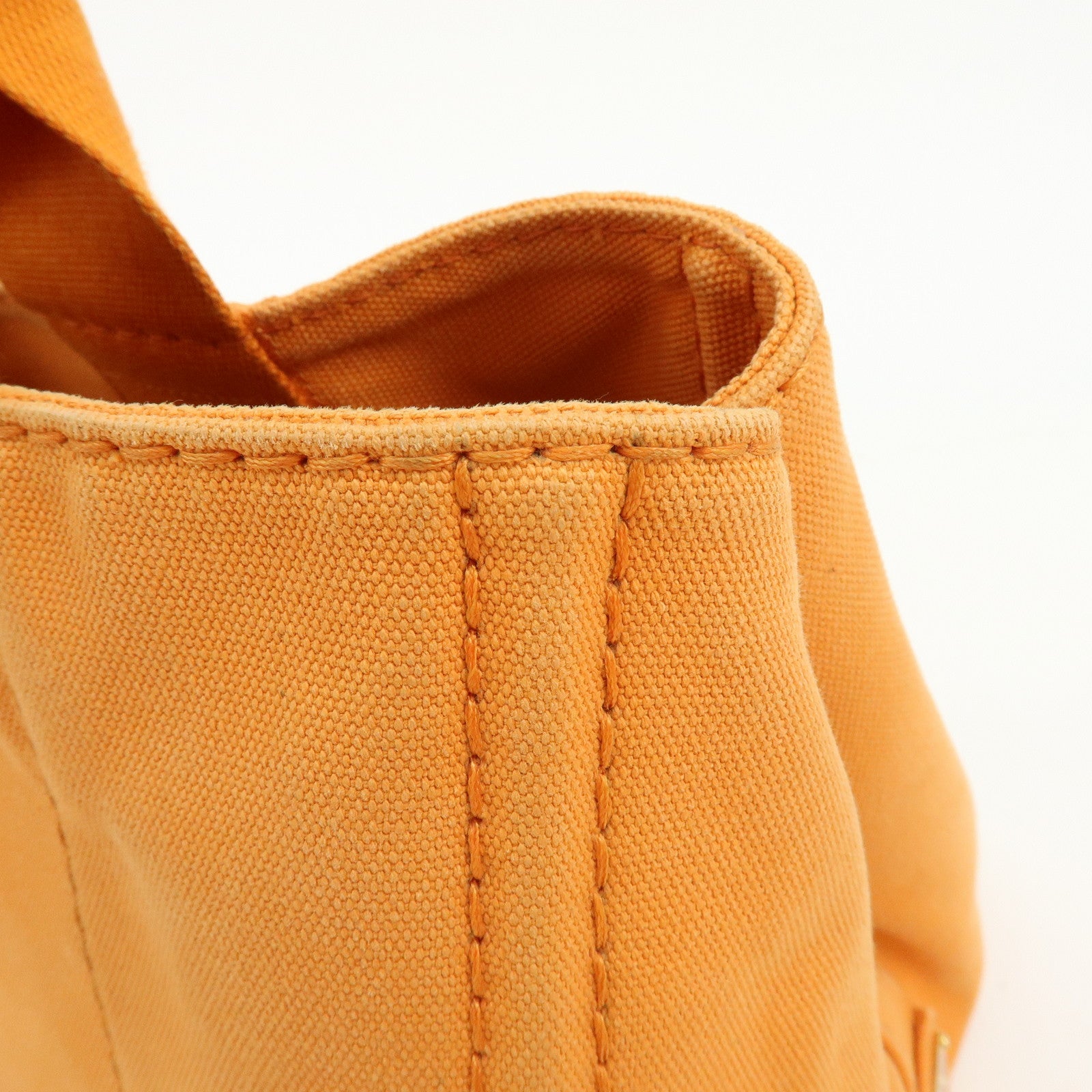 PRADA Canapa Triangle Logo Canvas Tote Bag Hand Bag Orange 1BG642