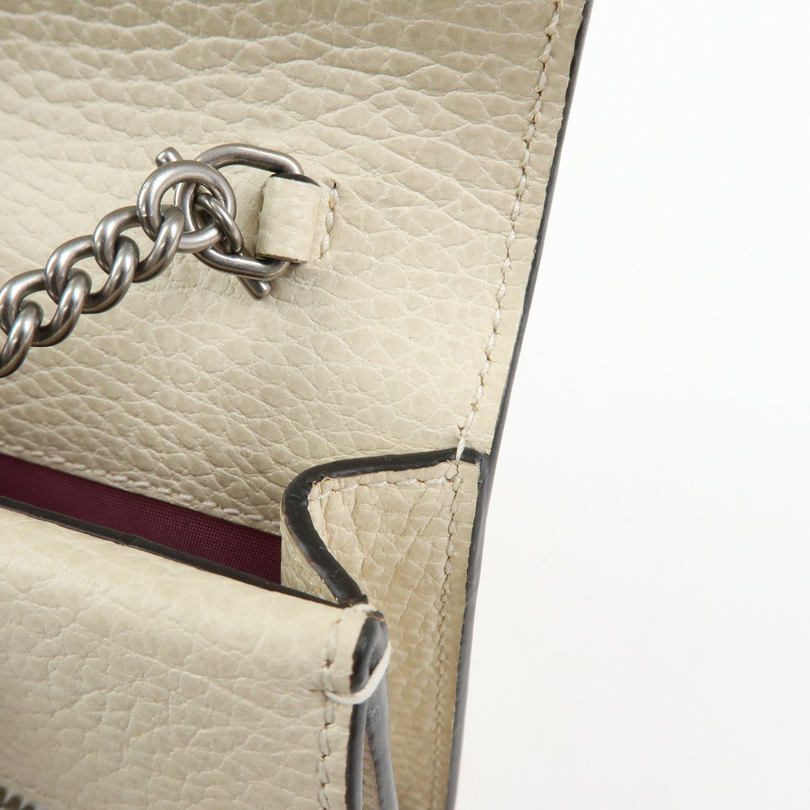 GUCCI Dionysus Super Mini Bag Leather Chain Shoulder Bag White 476432