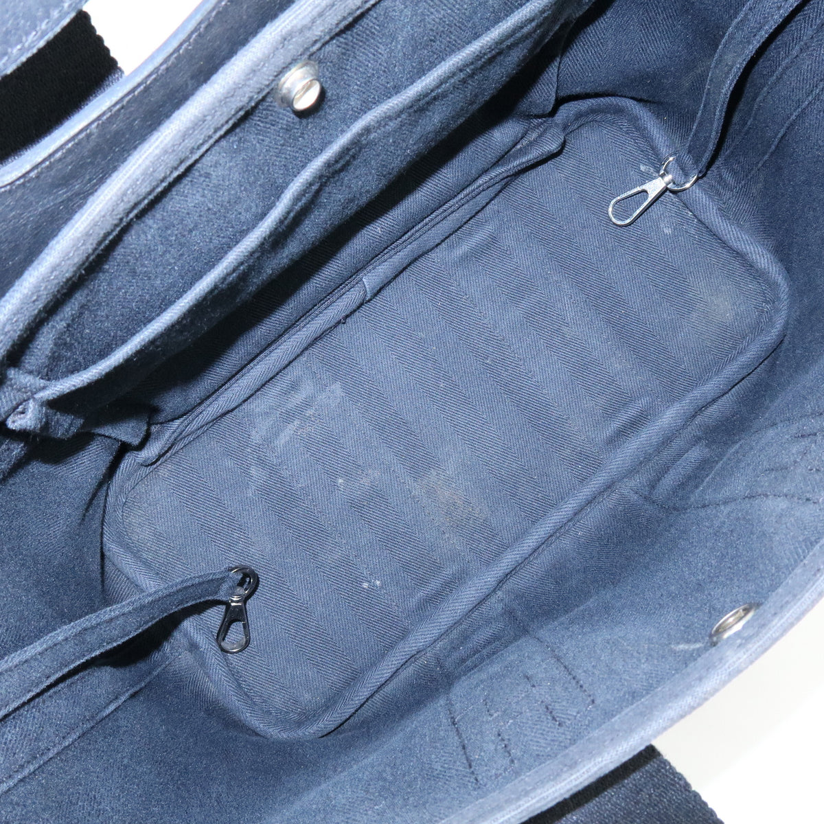 HERMES Valparaiso PM Canvas Leather Tote Bag Hand Bag Black