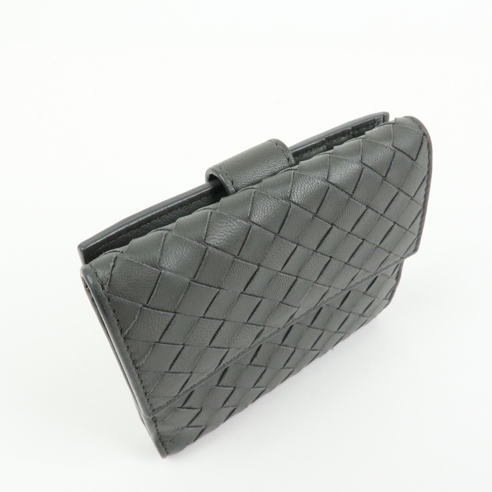 BOTTEGA VENETA Intrecciato Leather Compact Wallet Grey