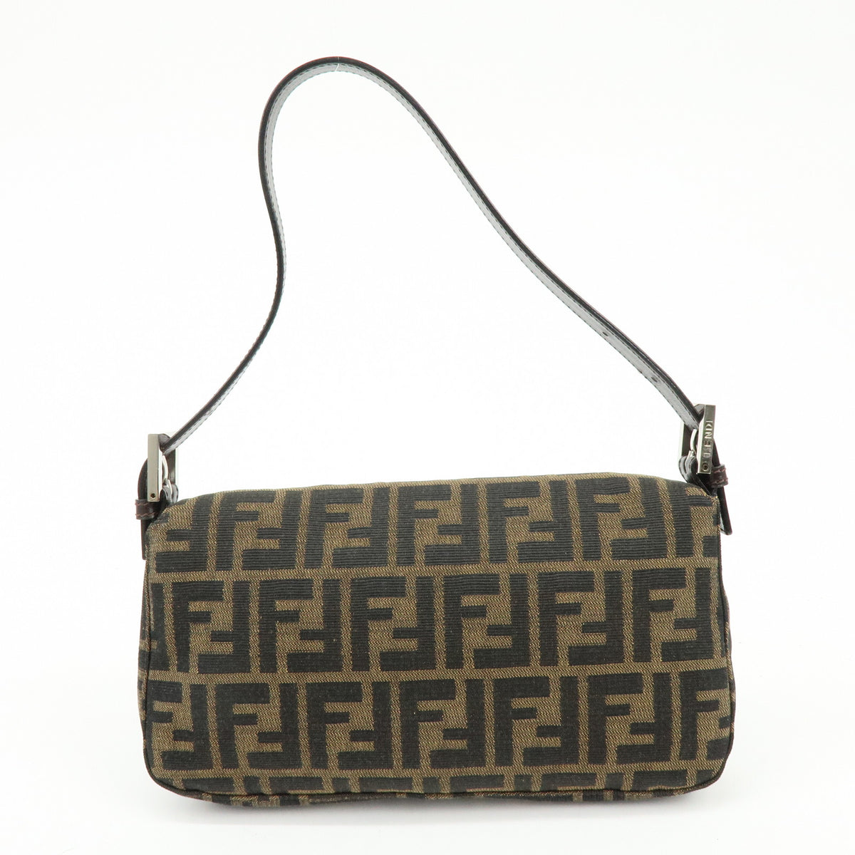 FENDI Mamma Baguette Jacquard Canvas Leather Shoulder Bag 26424