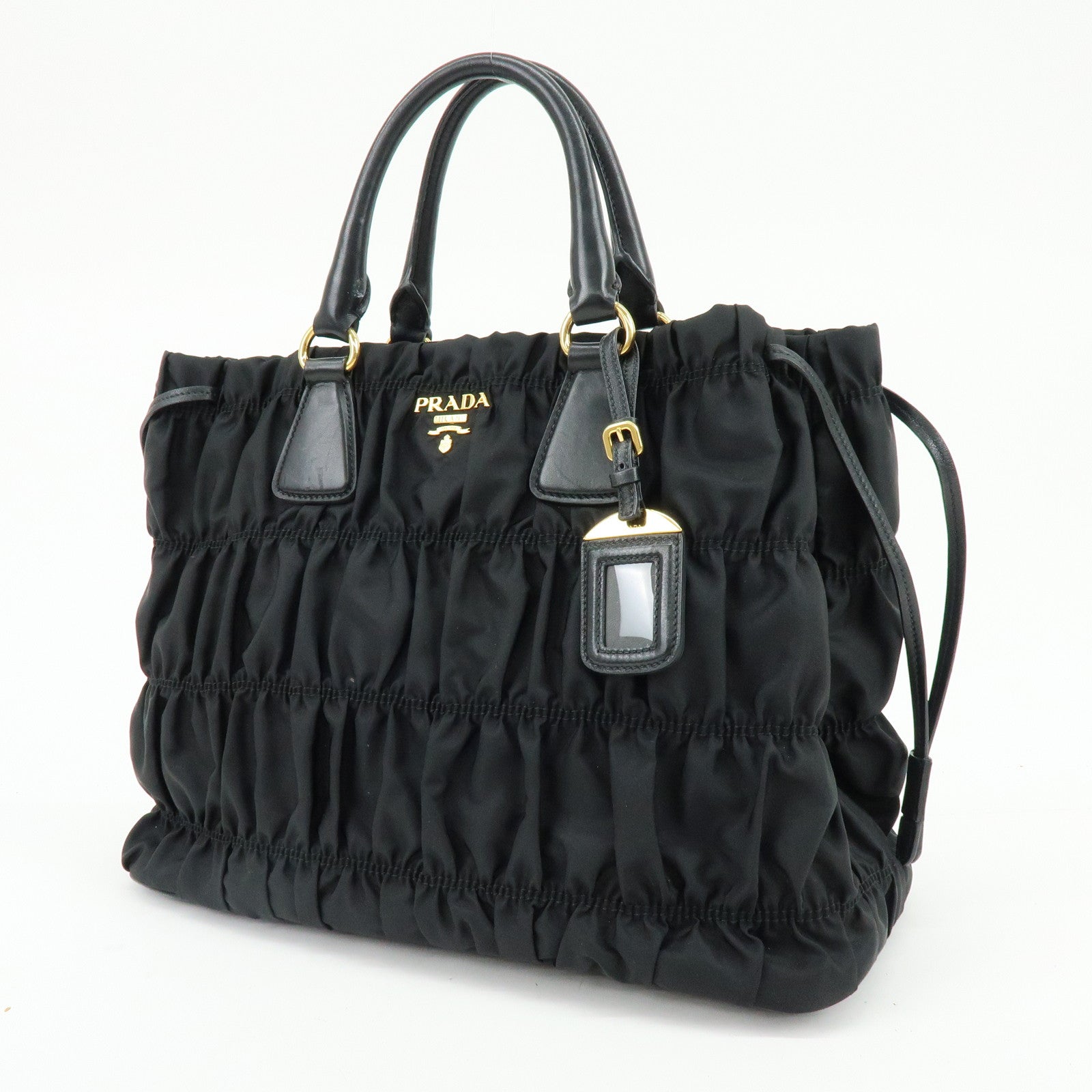 PRADA Tessuto Gaufre Nylon Leather 2Way Bag Hand Bag Black B1788M