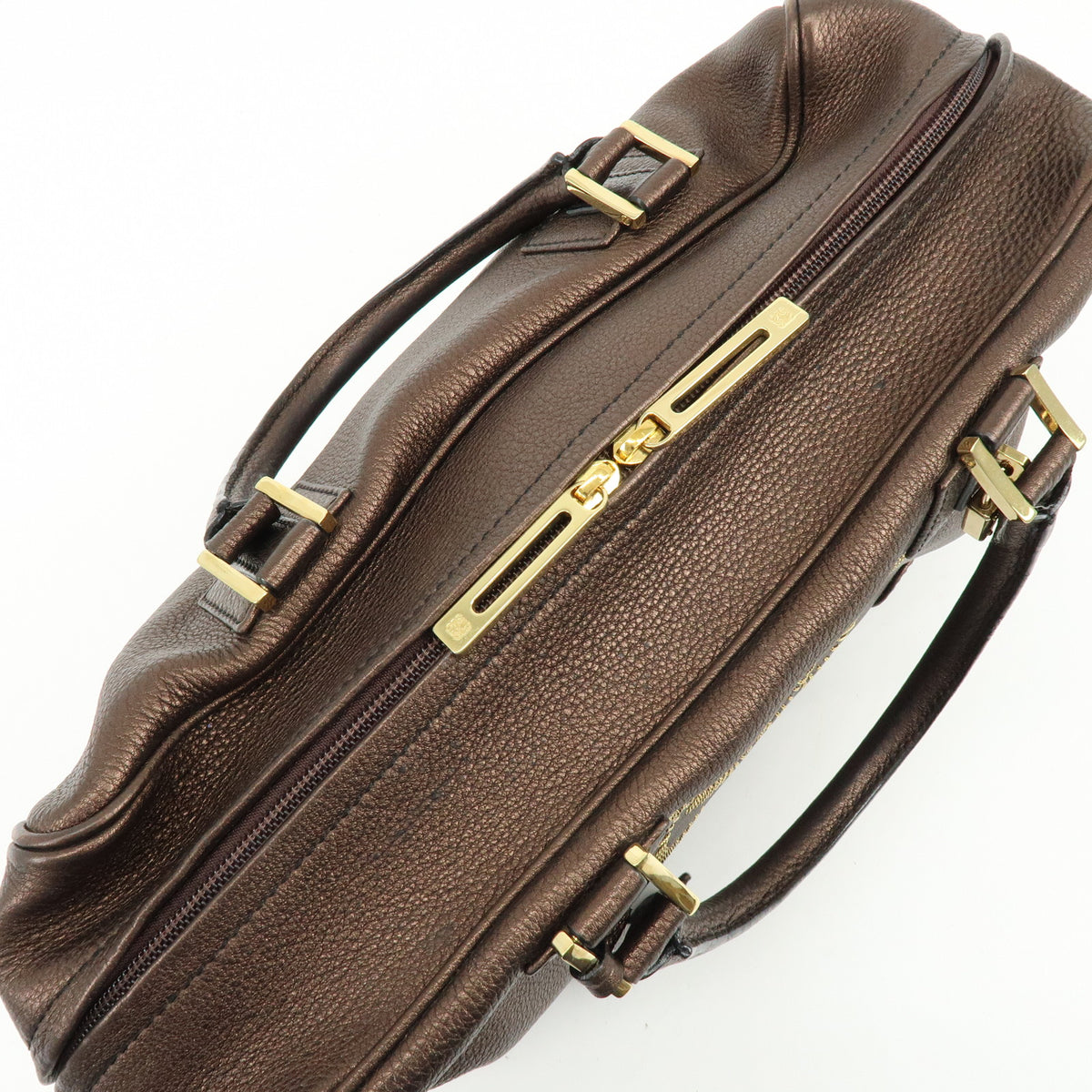 LOEWE Anagram Amazona 36 Hand Bag Boston Bag Metallic Brown