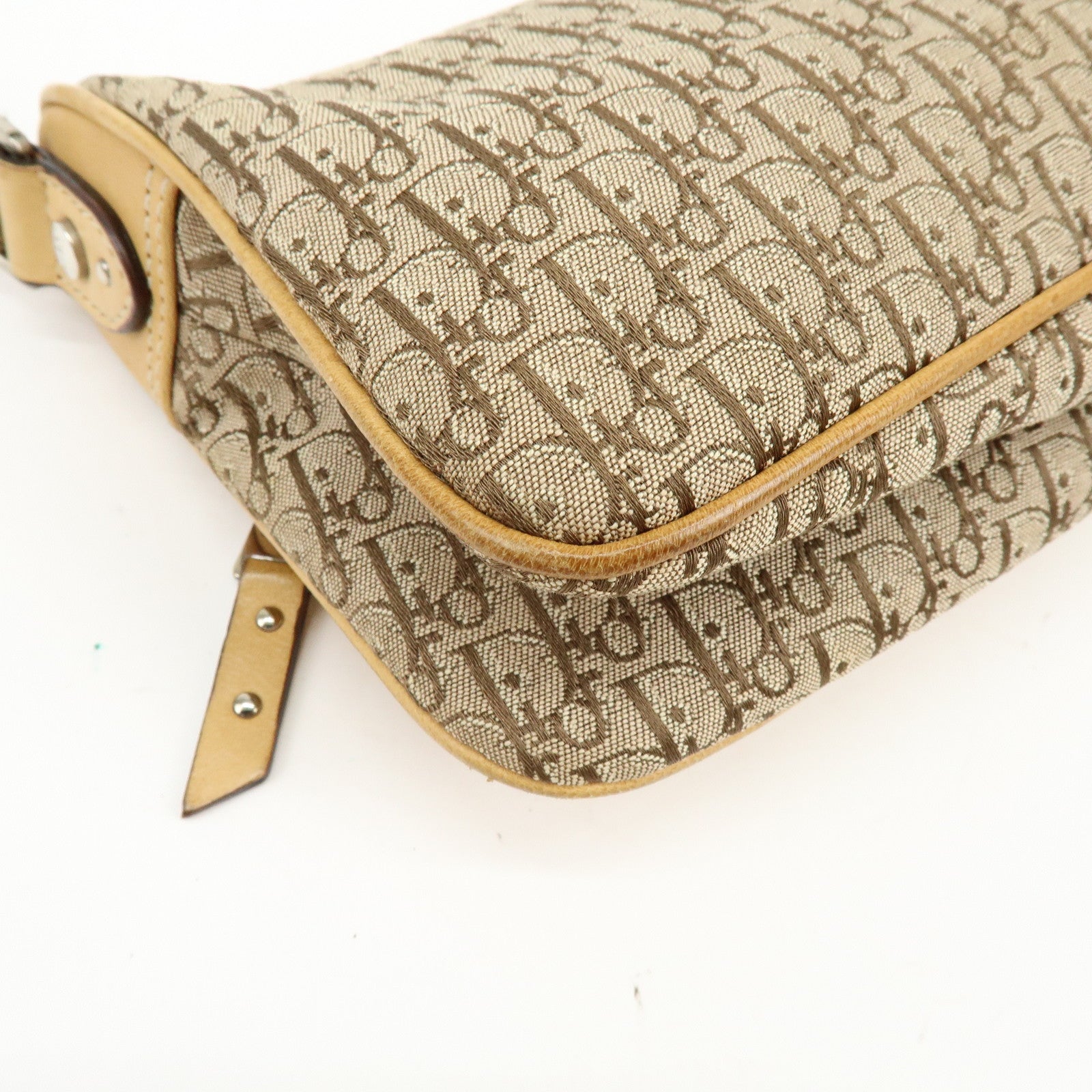 Christian Dior Street Chic Trotter Jacquard Canvas Leather Shoulder Bag