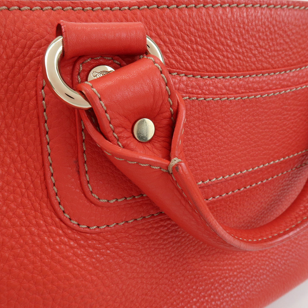 CELINE Boogie Bag Leather Hand Bag Tote Bag Red