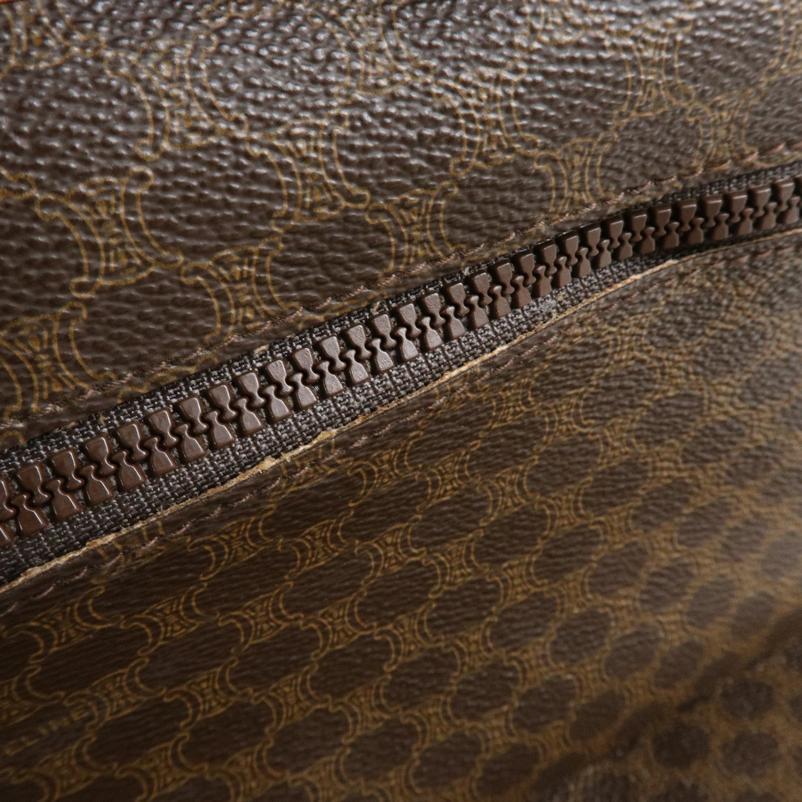 CELINE Macadam Leather Clutch Bag Accessory Pouch Brown