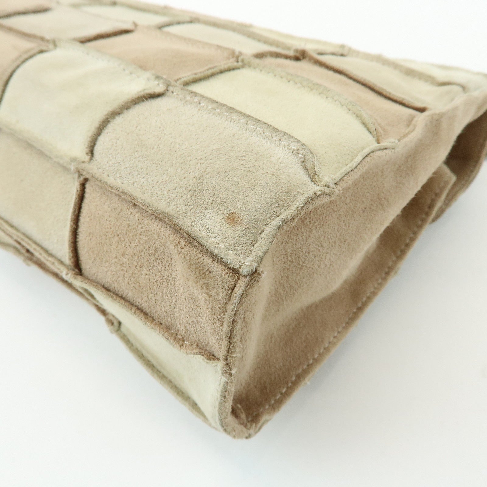 CHANEL 2.55 Suede Patchwork Chain Shoulder Bag Beige A14528