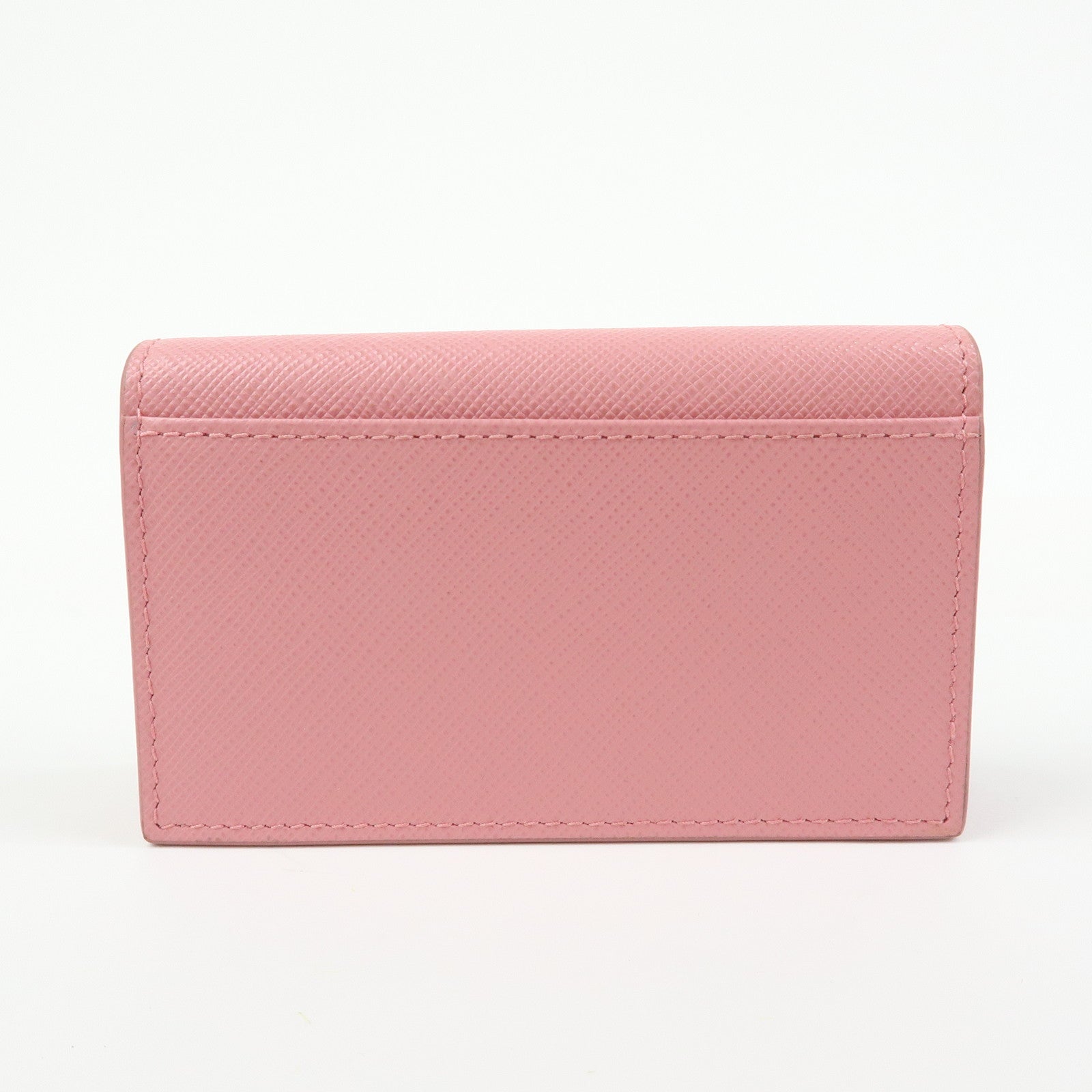 PRADA Ribbon Motif Saffiano Leather Card Case Card Holder Pink