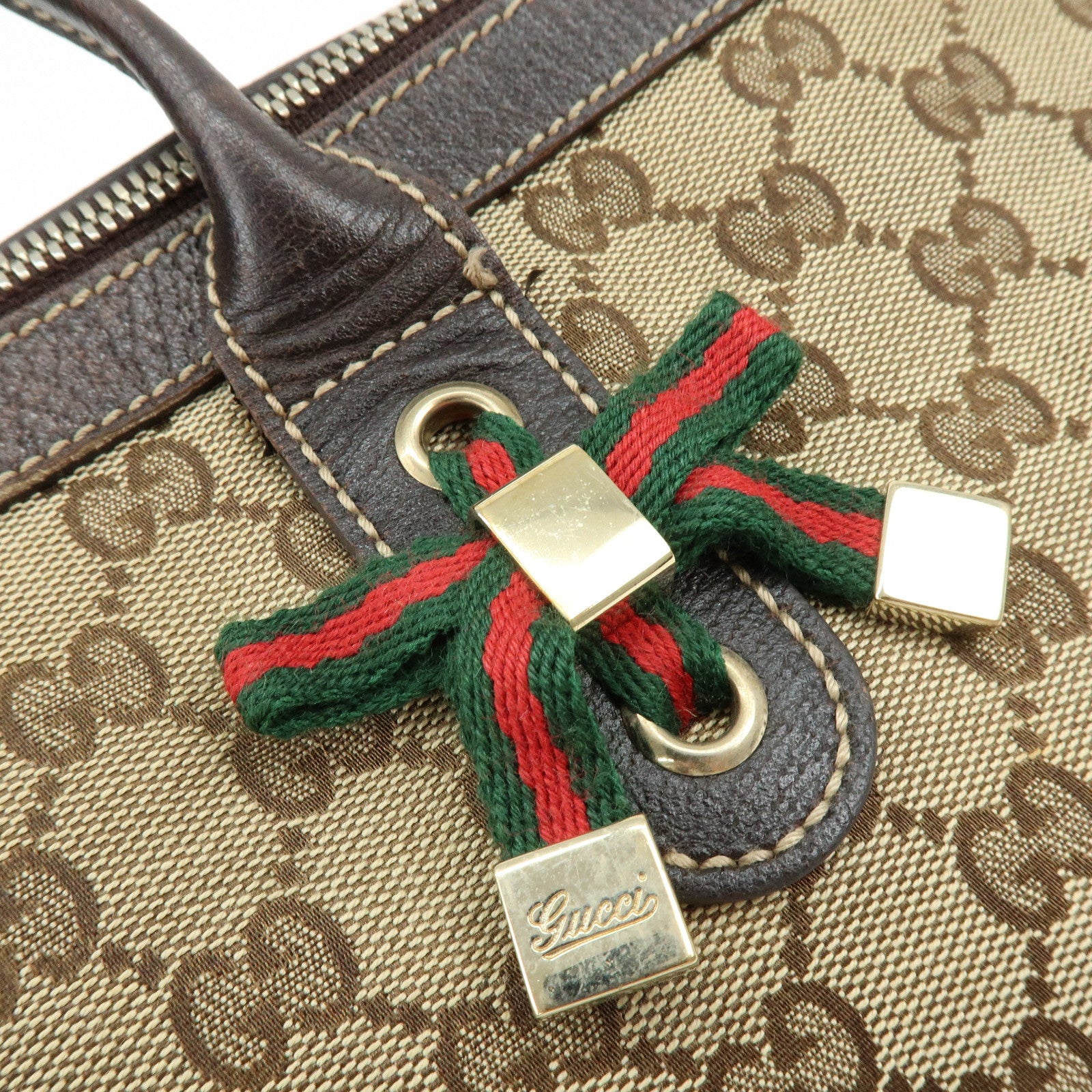 GUCCI Sherry Princy GG Canvas Leather Tote Bag Shoulder Bag 177052