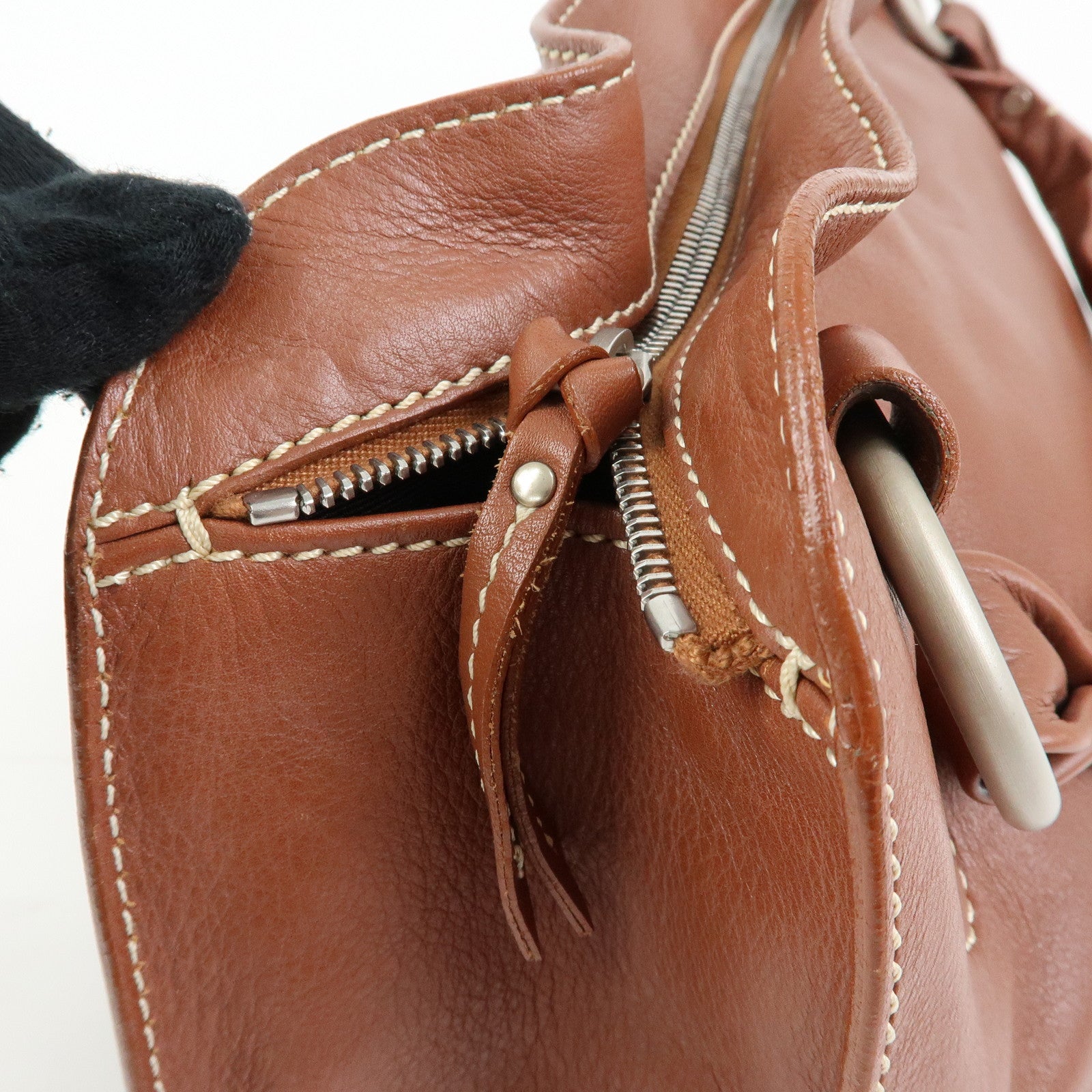 CELINE Bittersweet Leather Shoulder Bag Tote Bag Brown