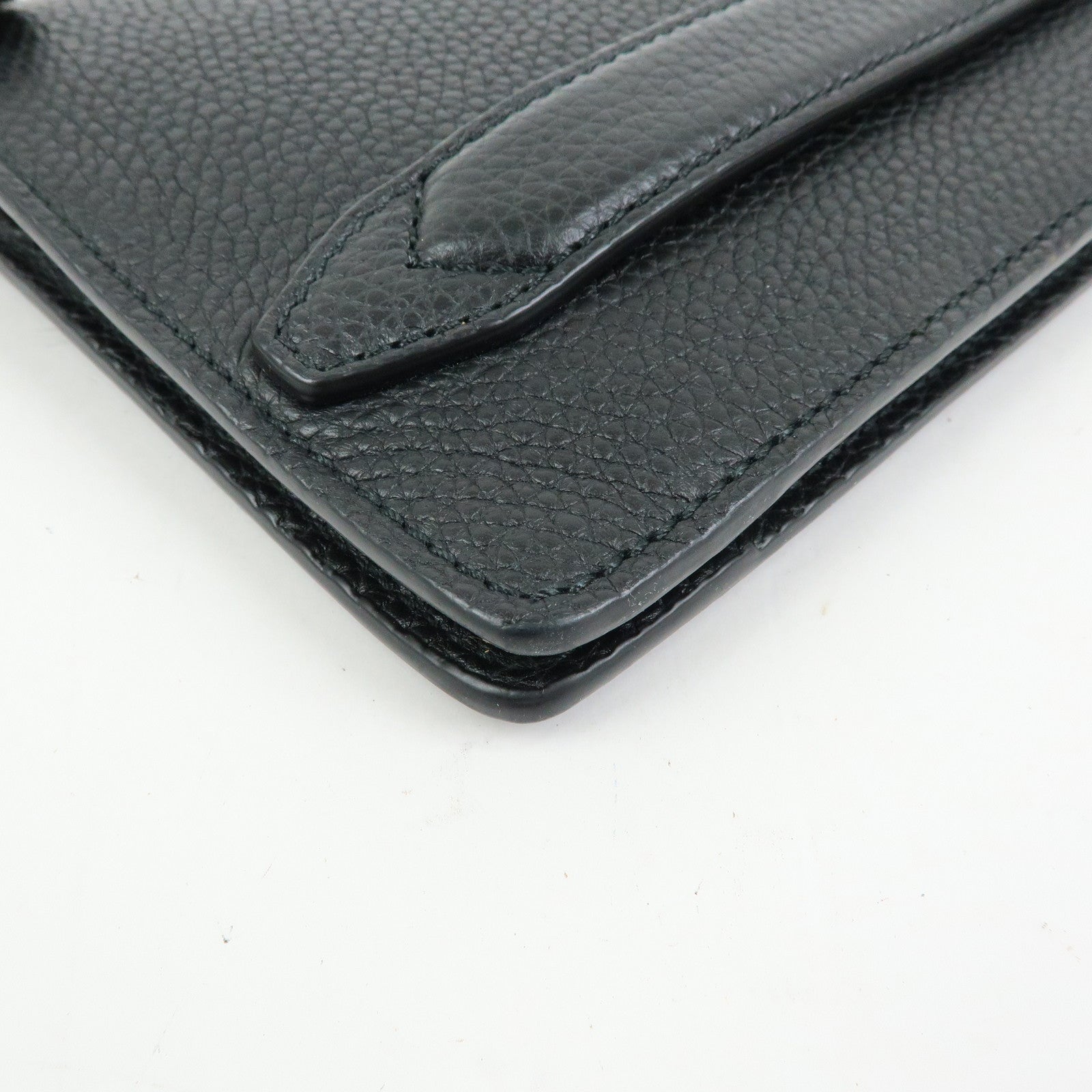 Ferragamo Leather Clutch Bag Flat Pouch Purse Black