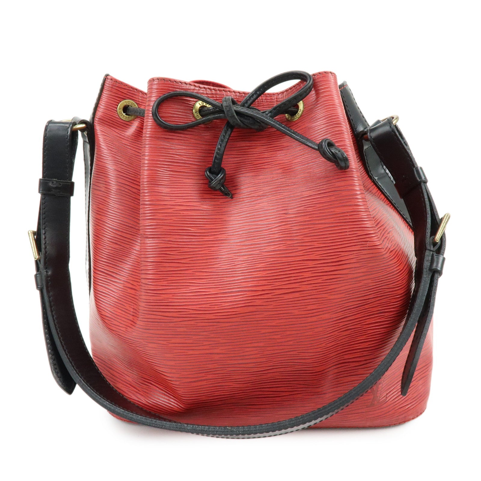 Louis Vuitton Epi Petit Noe Shoulder Bag Noir Castilian Red M44172