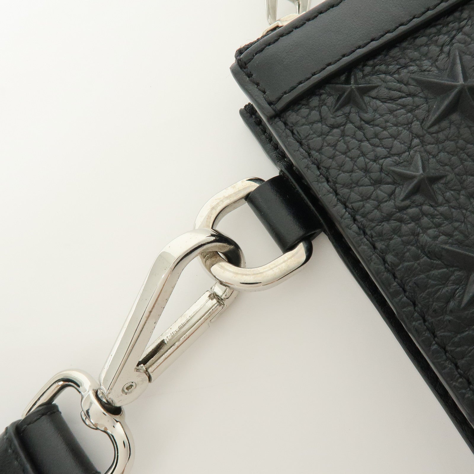 JIMMY CHOO Leather Star Embossed Studs Clutch Bag  Wristlet Pouch Black