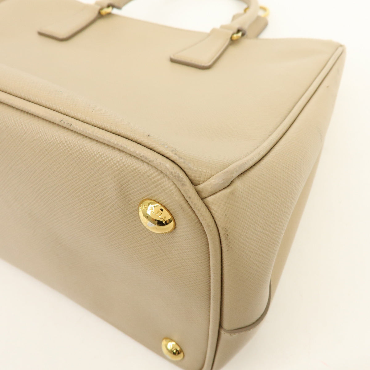 PRADA Triangle Logo Galleria Saffiano Leather 2Way Bag  Beige 1BA274