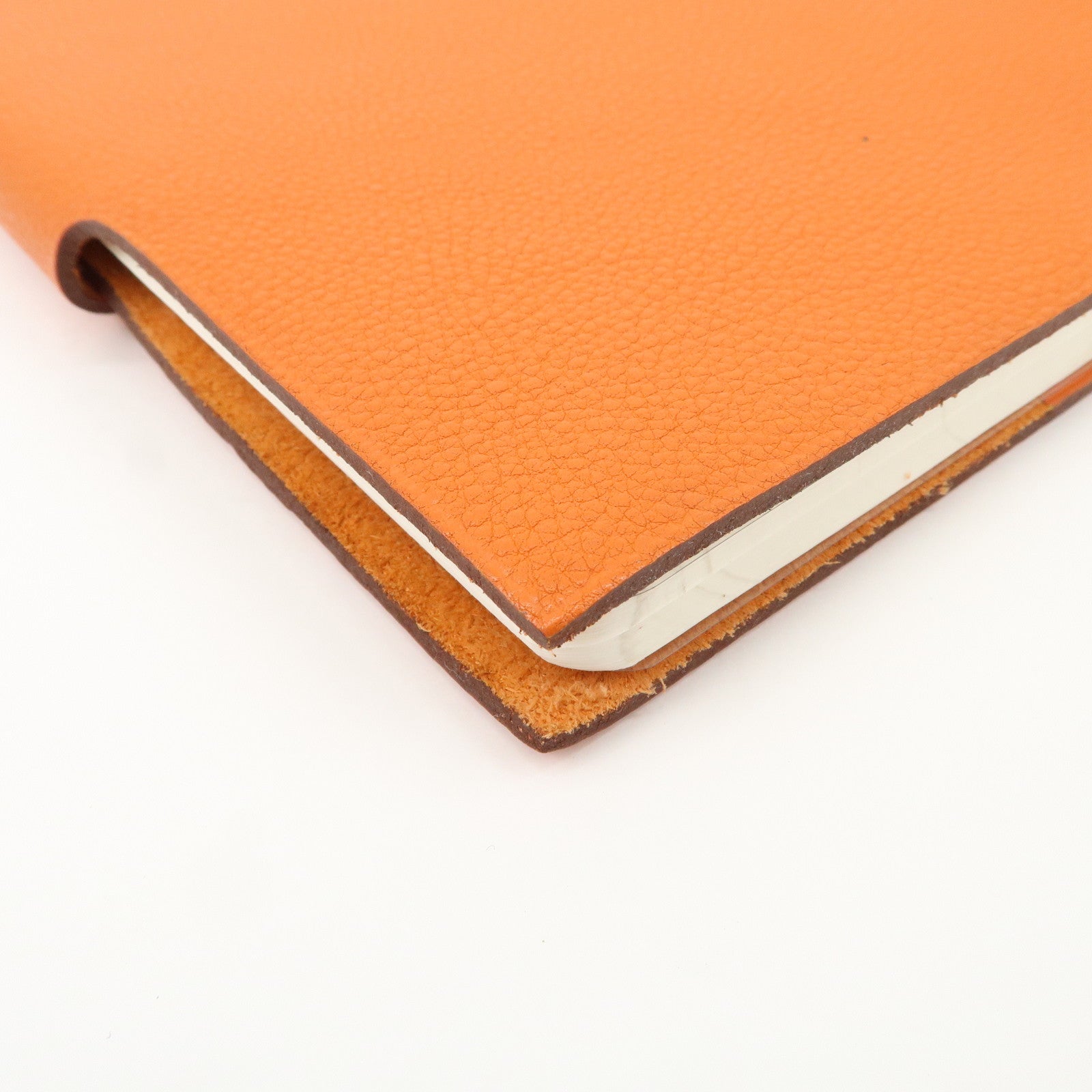 HERMES Togo Leather Ulysse MM □O Stamped Notebook Cover Potiron Orange Used