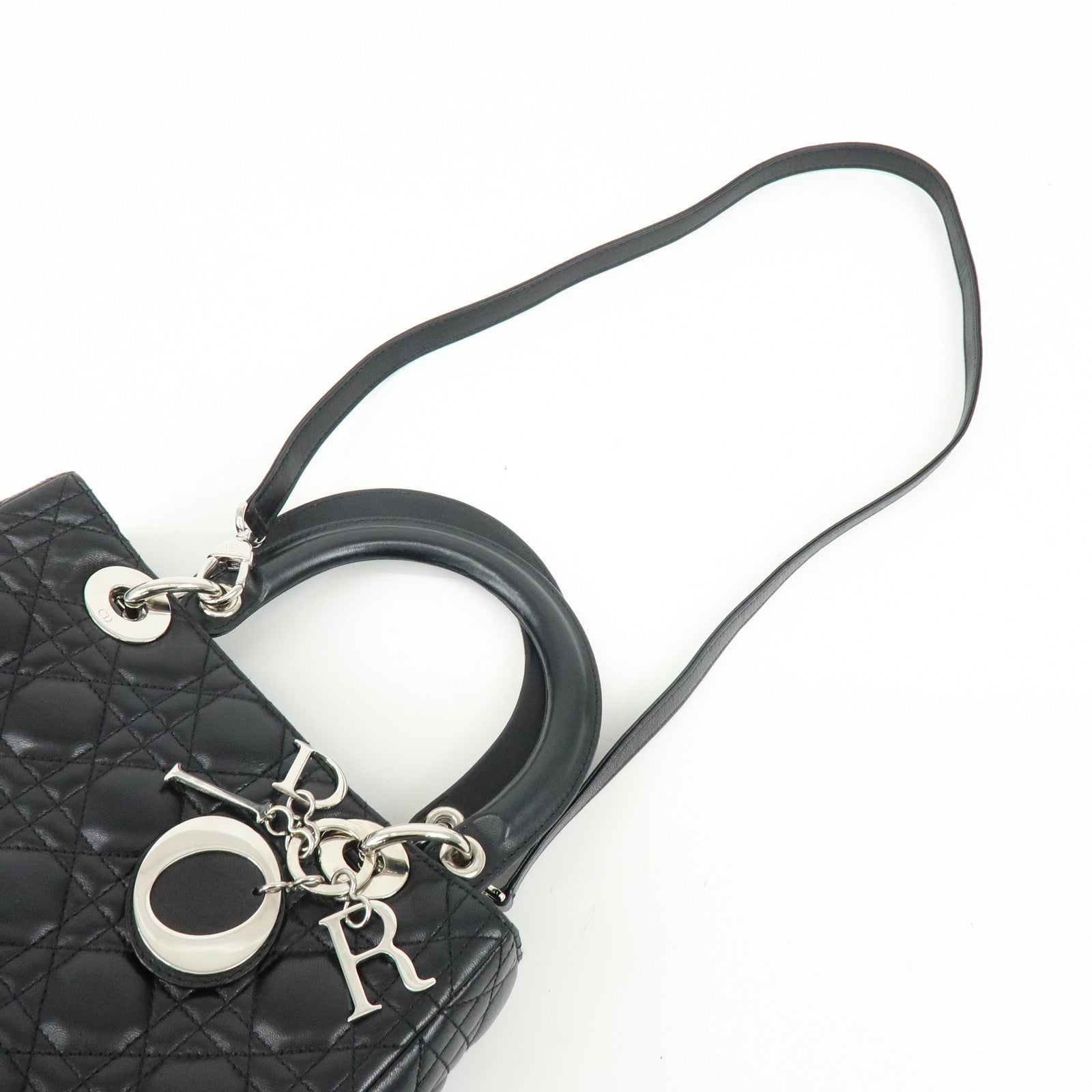 Christian Dior Lady Dior Cannage Leather 2Way Hand Shoulder Bag Black