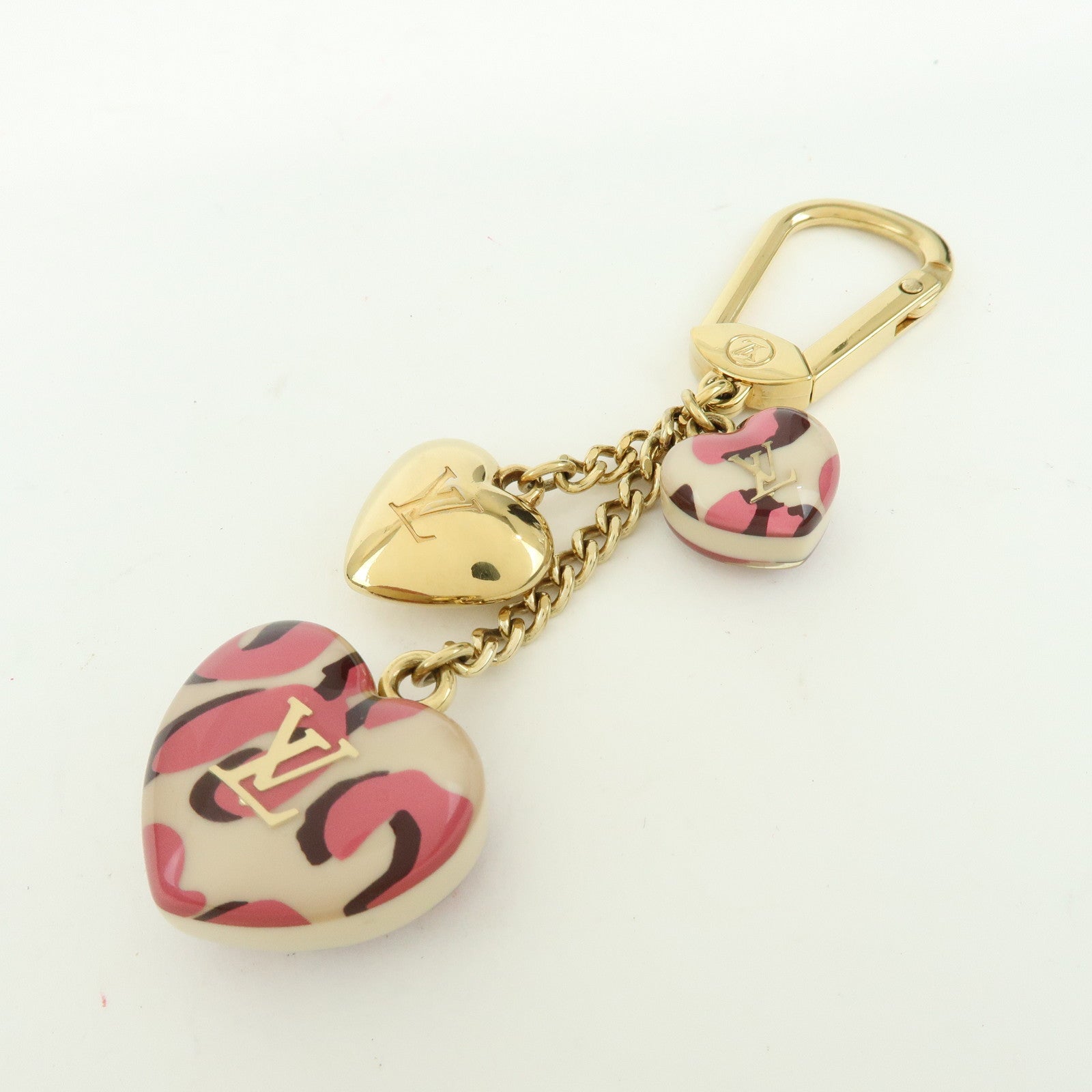 Louis Vuitton Porte Cles Leopard Bag Charm Blanc Corail M66263
