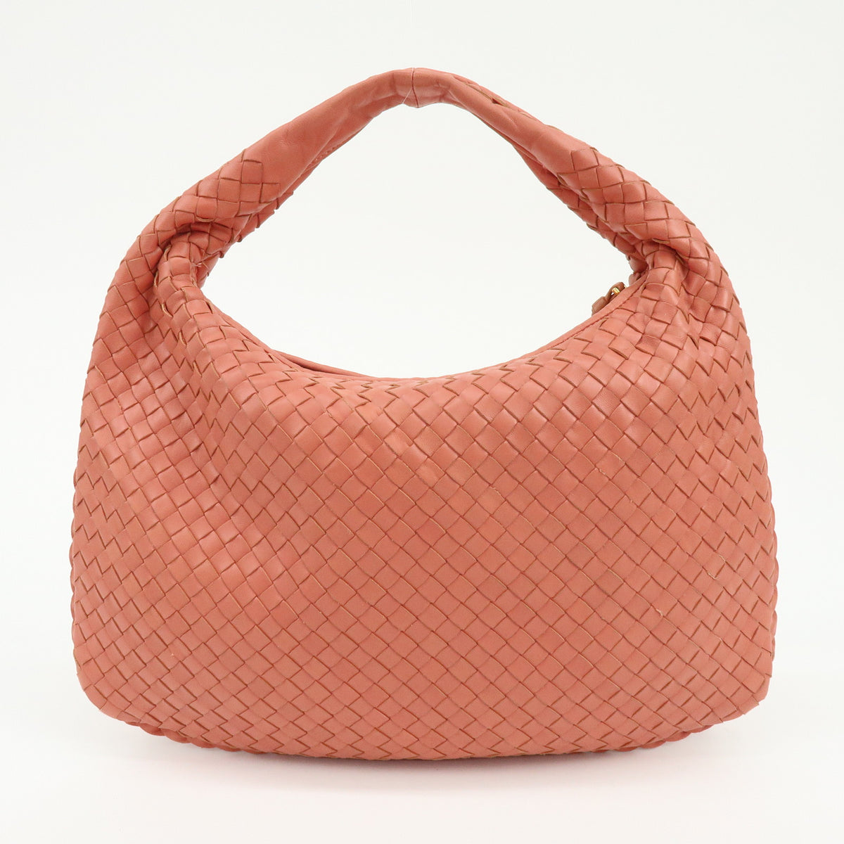 BOTTEGA VENETA Hobo Intrecciato Leather Shoulder Bag Coral