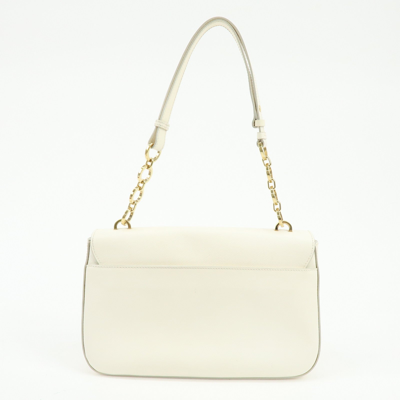 Ferragamo Gancini Leather Chain Shoulder Bag Hand Bag Ivory
