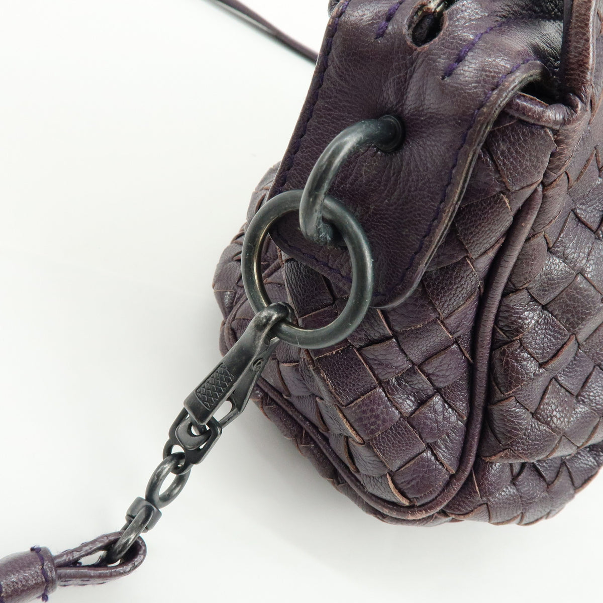 BOTTEGA VENETA Intrecciato Leather Shoulder Bag Crossbody Bag Purple