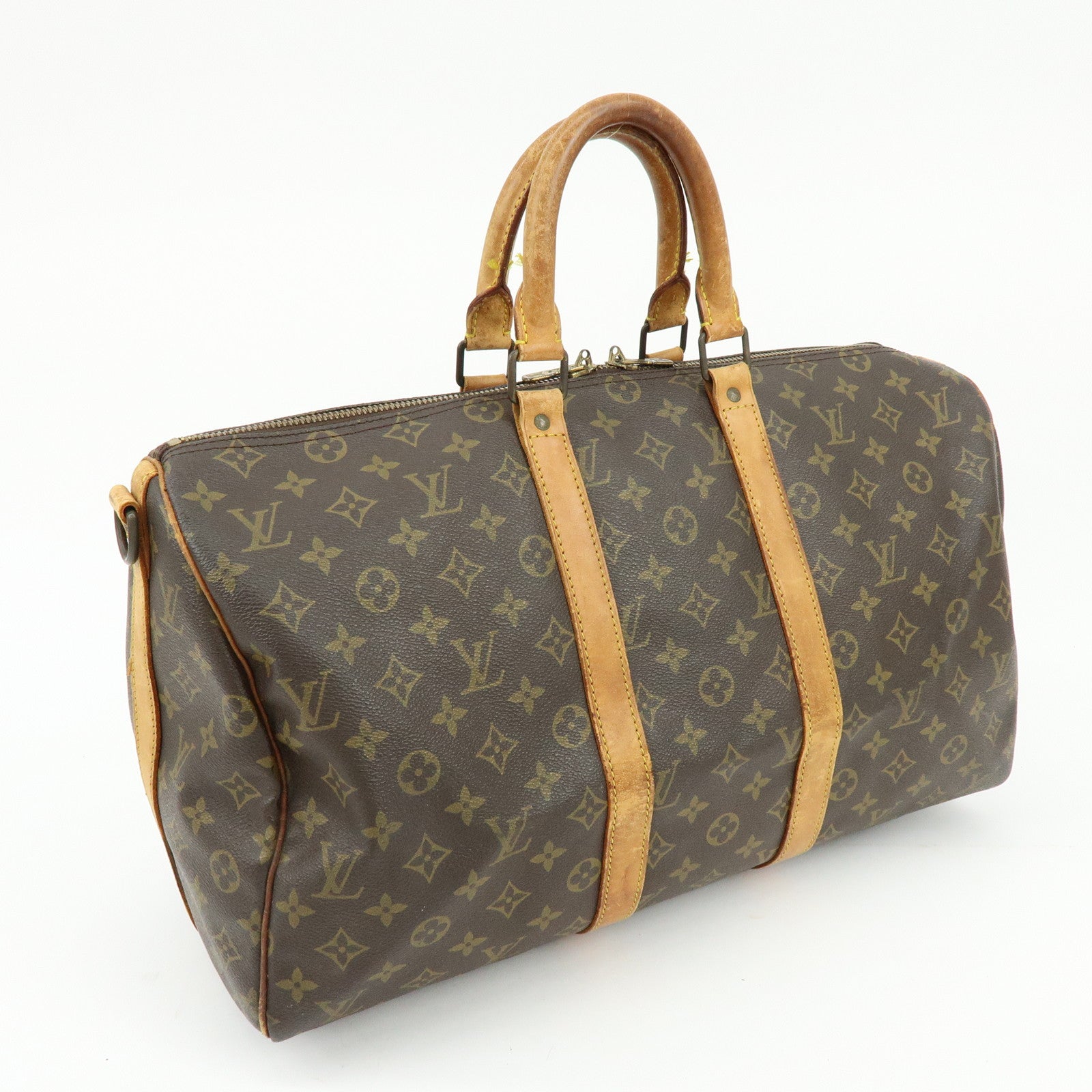 Louis Vuitton Monogram Keep All Bandouliere 45 Boston Bag Brown M41418