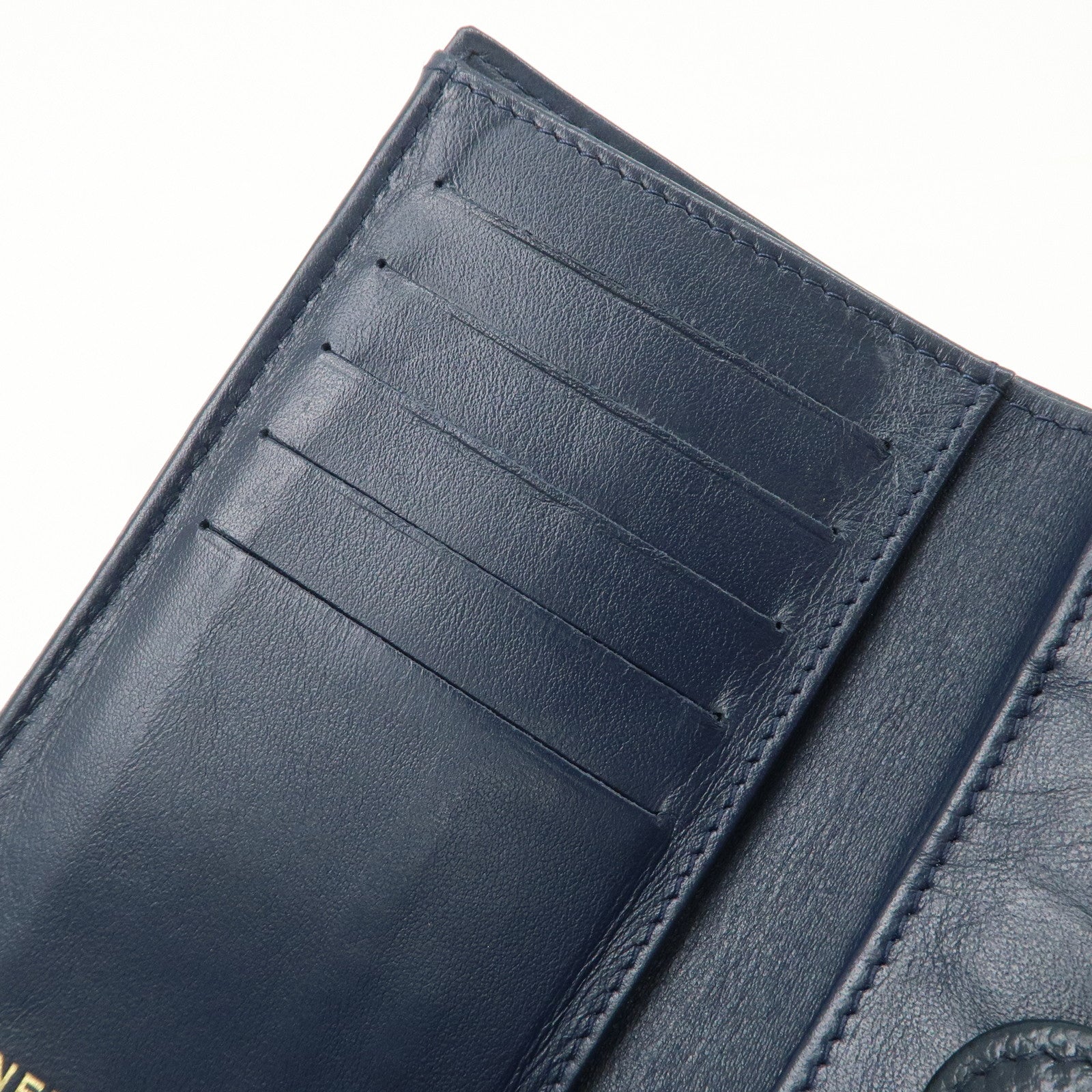 CHANEL Matelasse Caviarskin Tri-fold Wallet Small Wallet Navy AP0232 Used