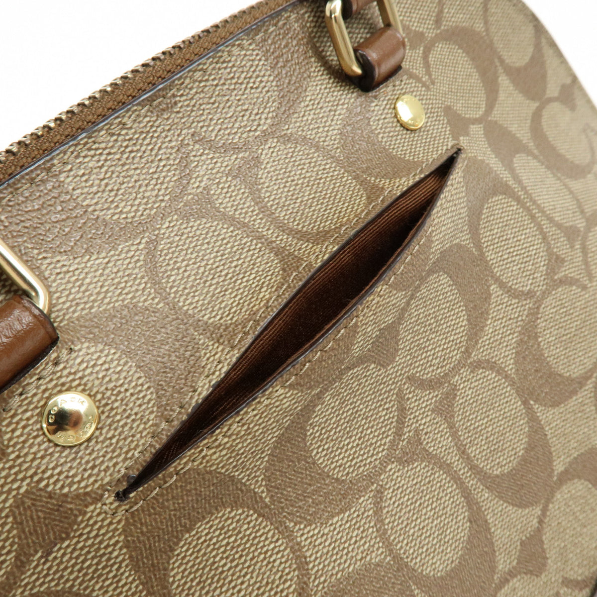 COACH Lot of 2 Signature Canvas Leather Hand Bag Beige Brown
